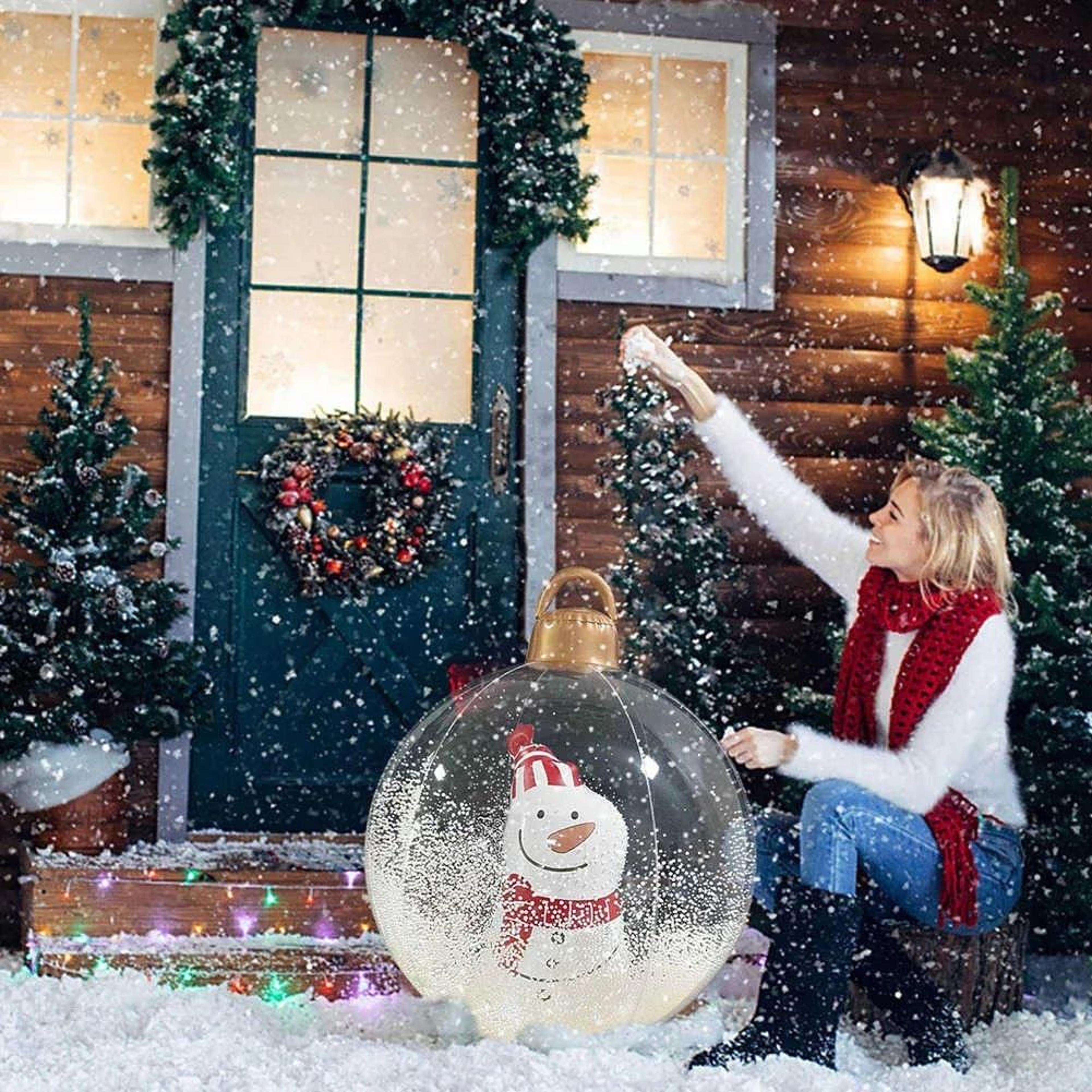 giant inflatable christmas ball with led lights snowman ornament