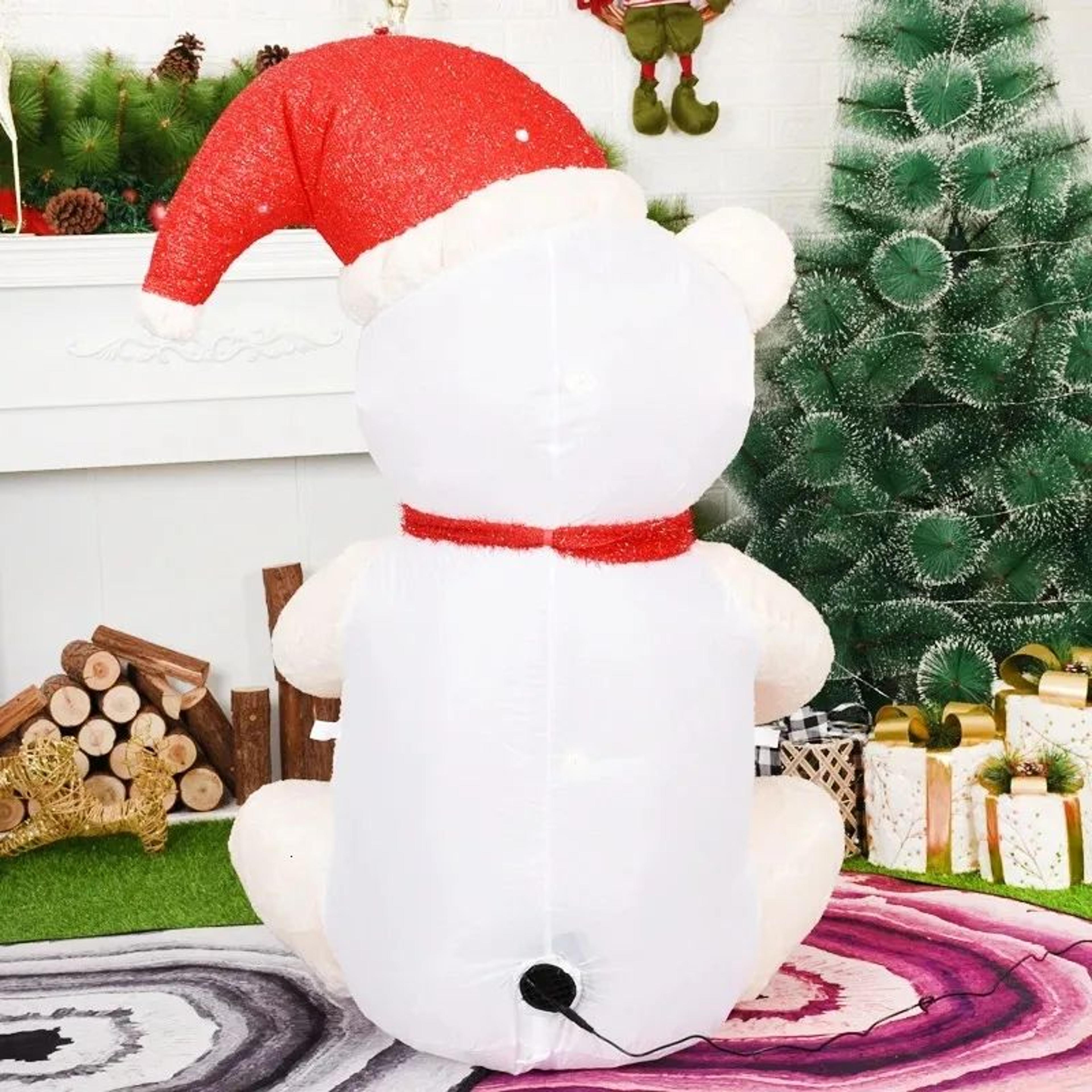 Inflatable Polar Bear Christmas Decoration With LED Lights And Gift Box 4