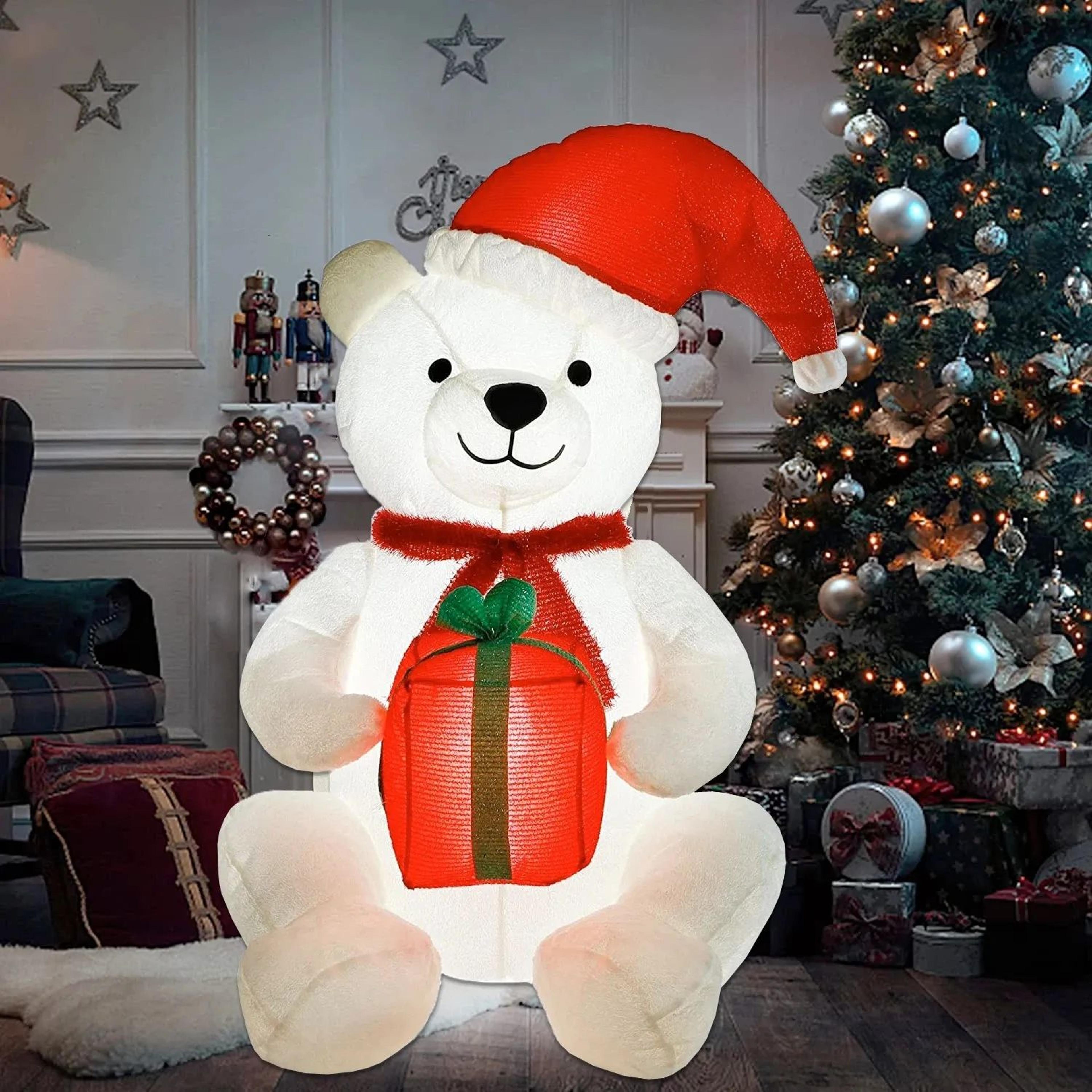Inflatable Polar Bear Christmas Decoration With LED Lights And Gift Box 3
