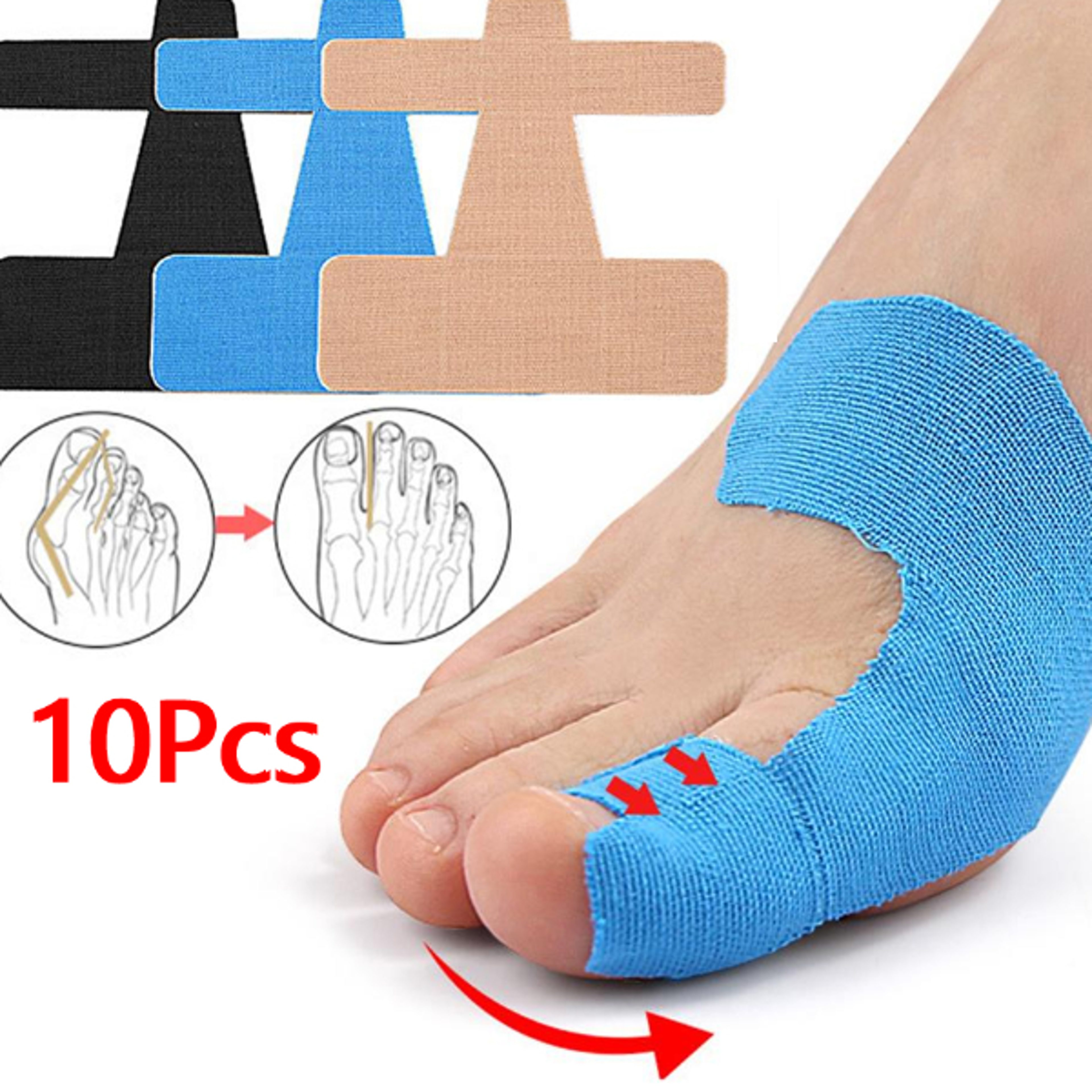 precut kinesiology tape for bunion corrector & big toe pain relief support