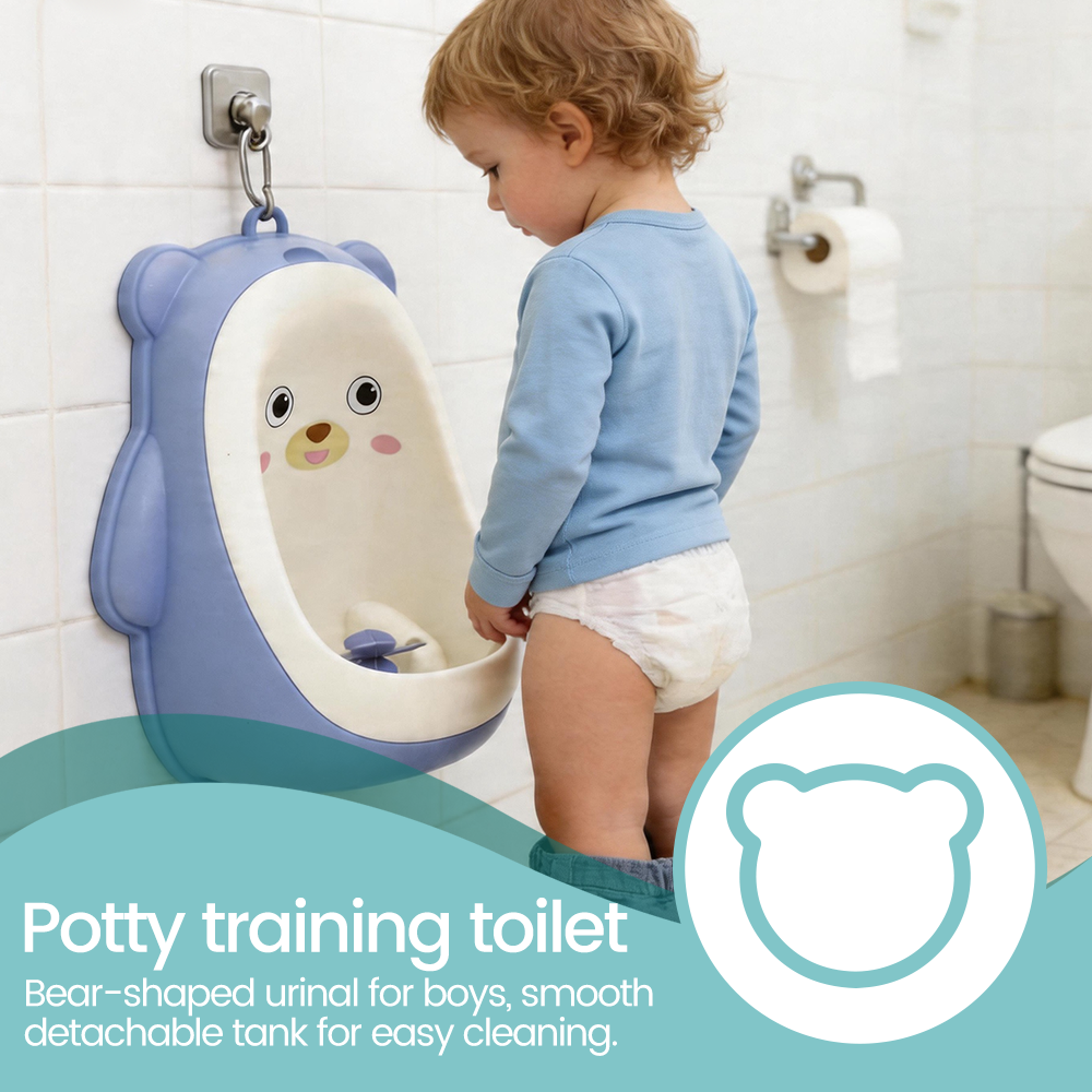 Cute Bear Kids Urinal Potty Training Toilet For Boys With Aiming Spinner 2
