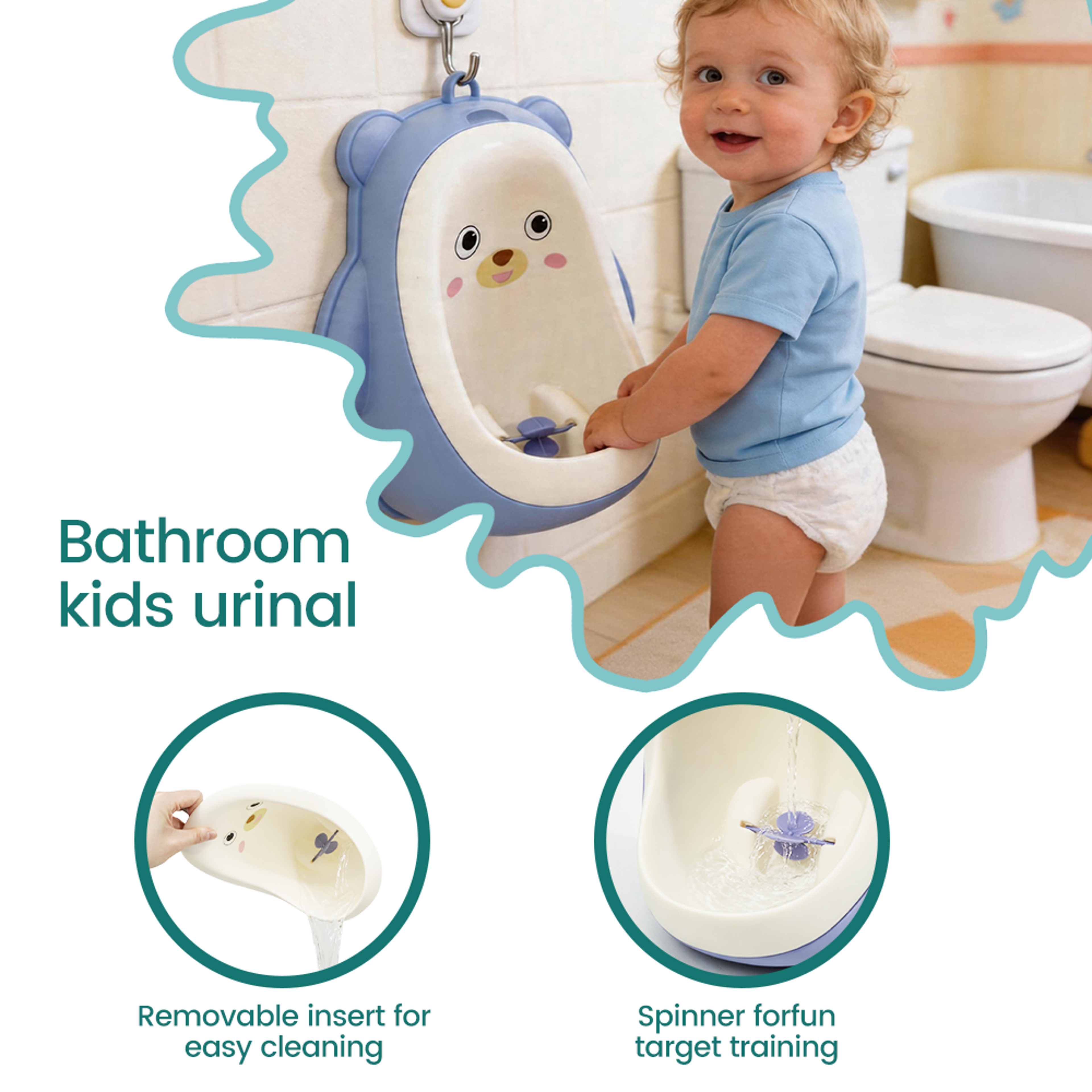 Cute Bear Kids Urinal Potty Training Toilet For Boys With Aiming Spinner 4