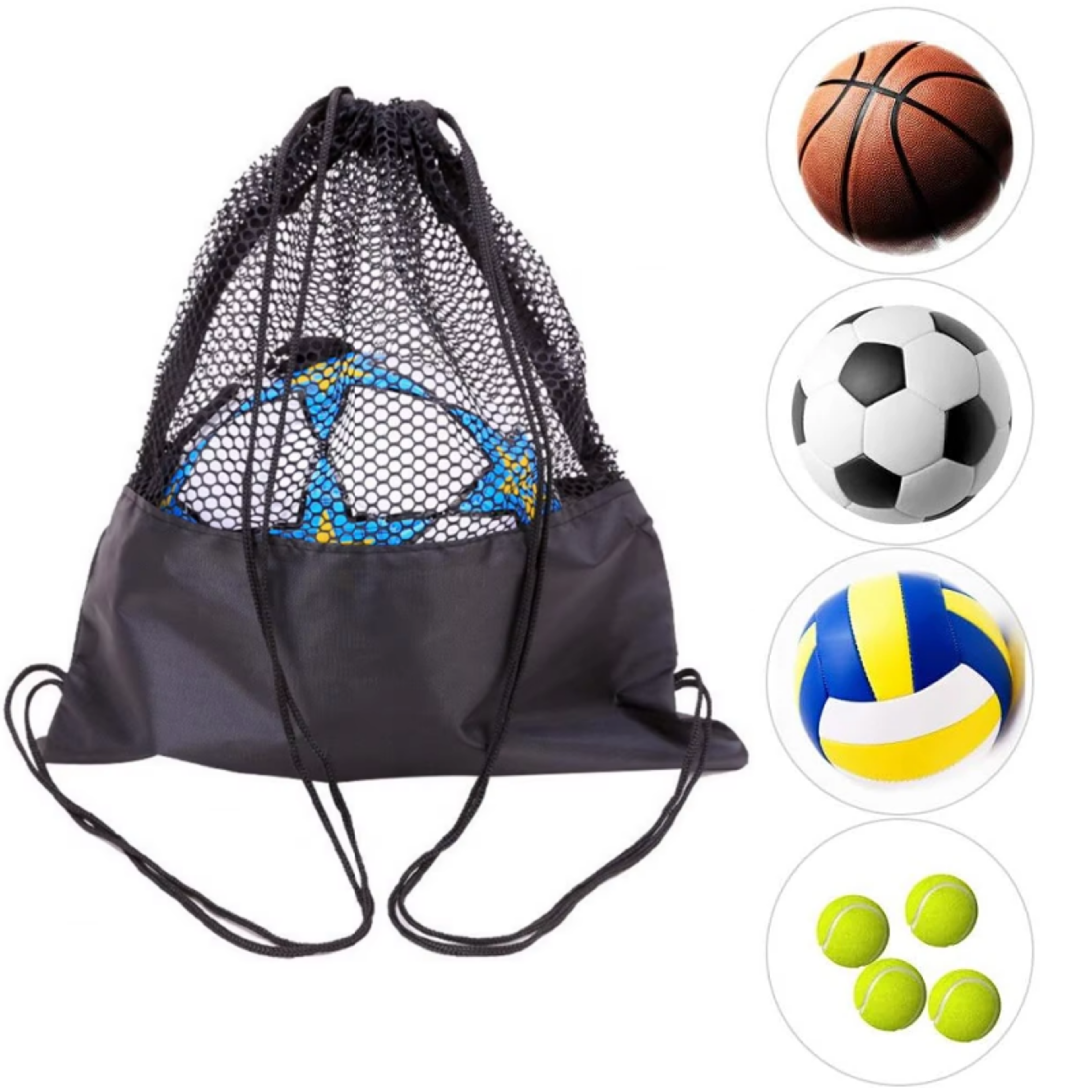 portable mesh drawstring sports backpack bag for balls gym travel and outdoor activities