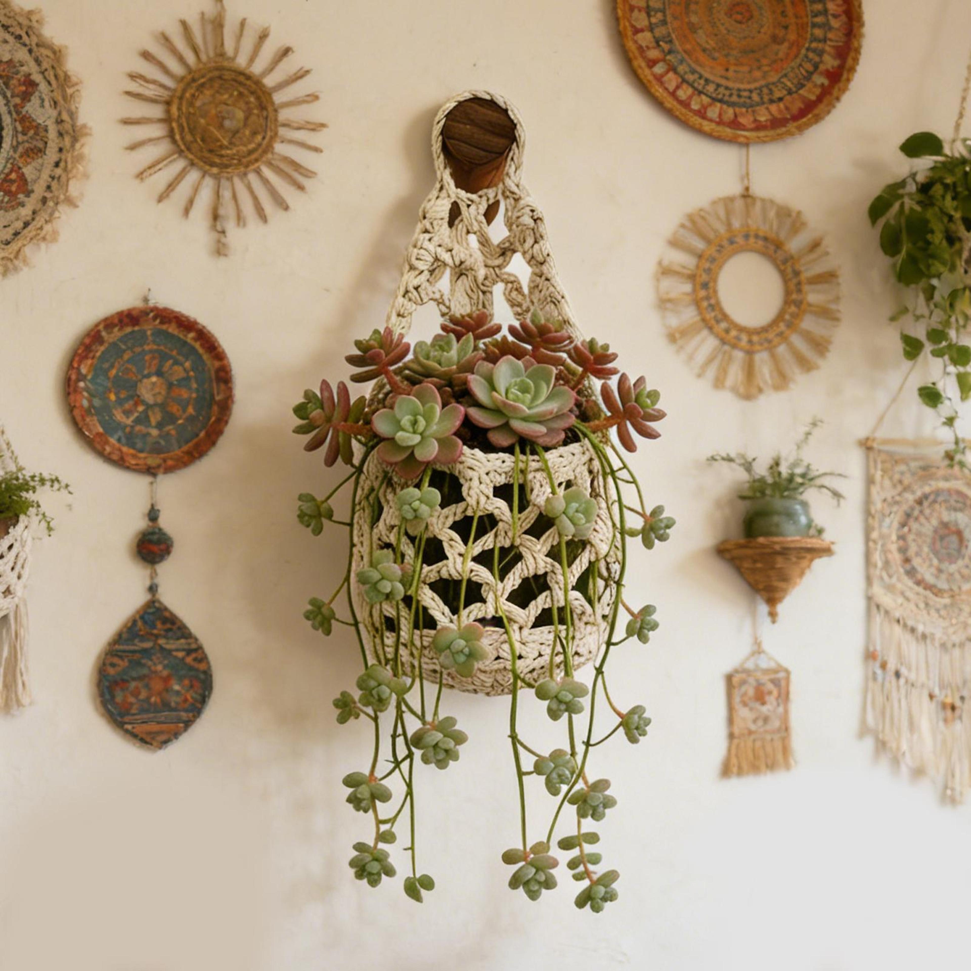 Handmade Cotton Macrame Plant Hanger For Boho Home Decor 2
