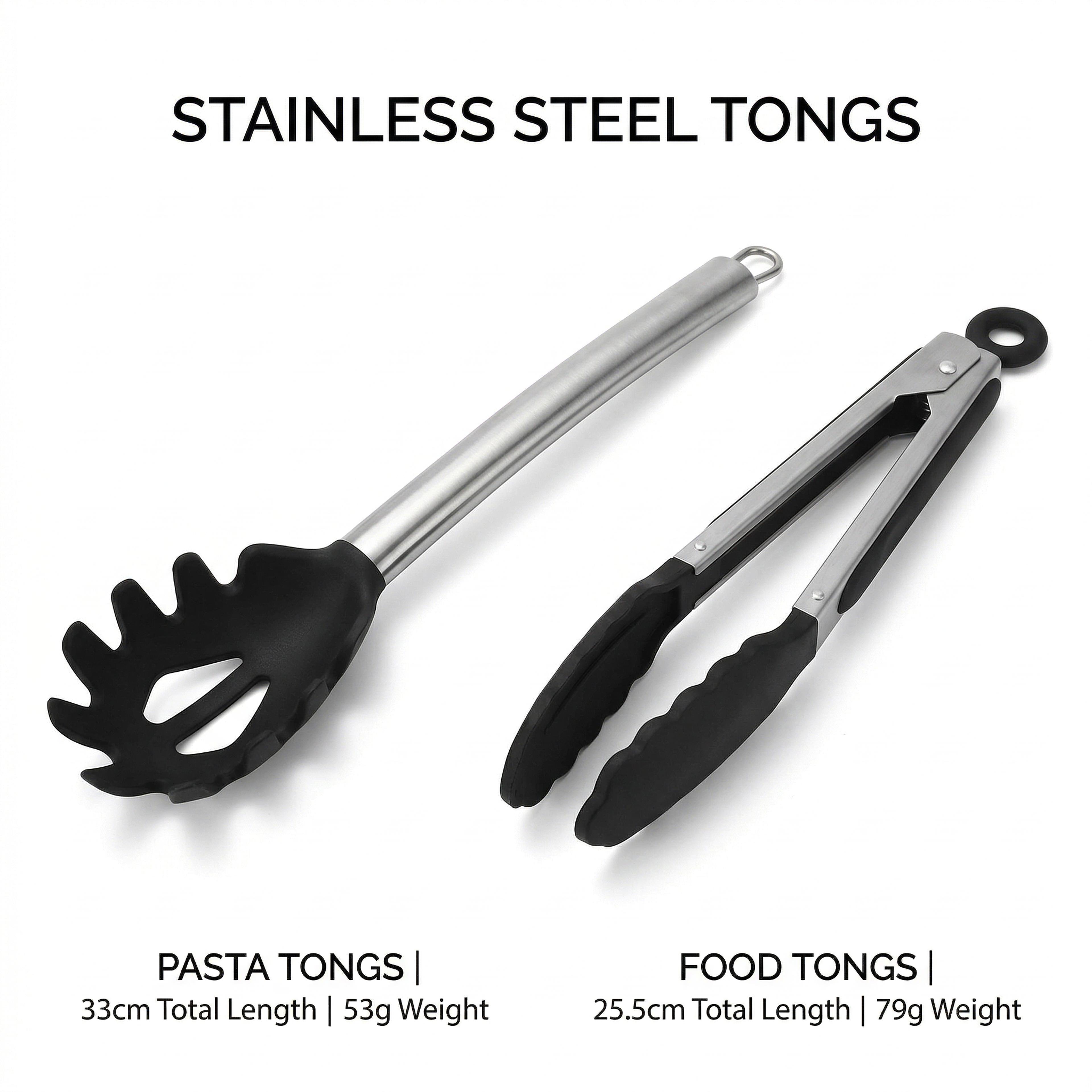 two piece kitchen tongs set for cooking and serving