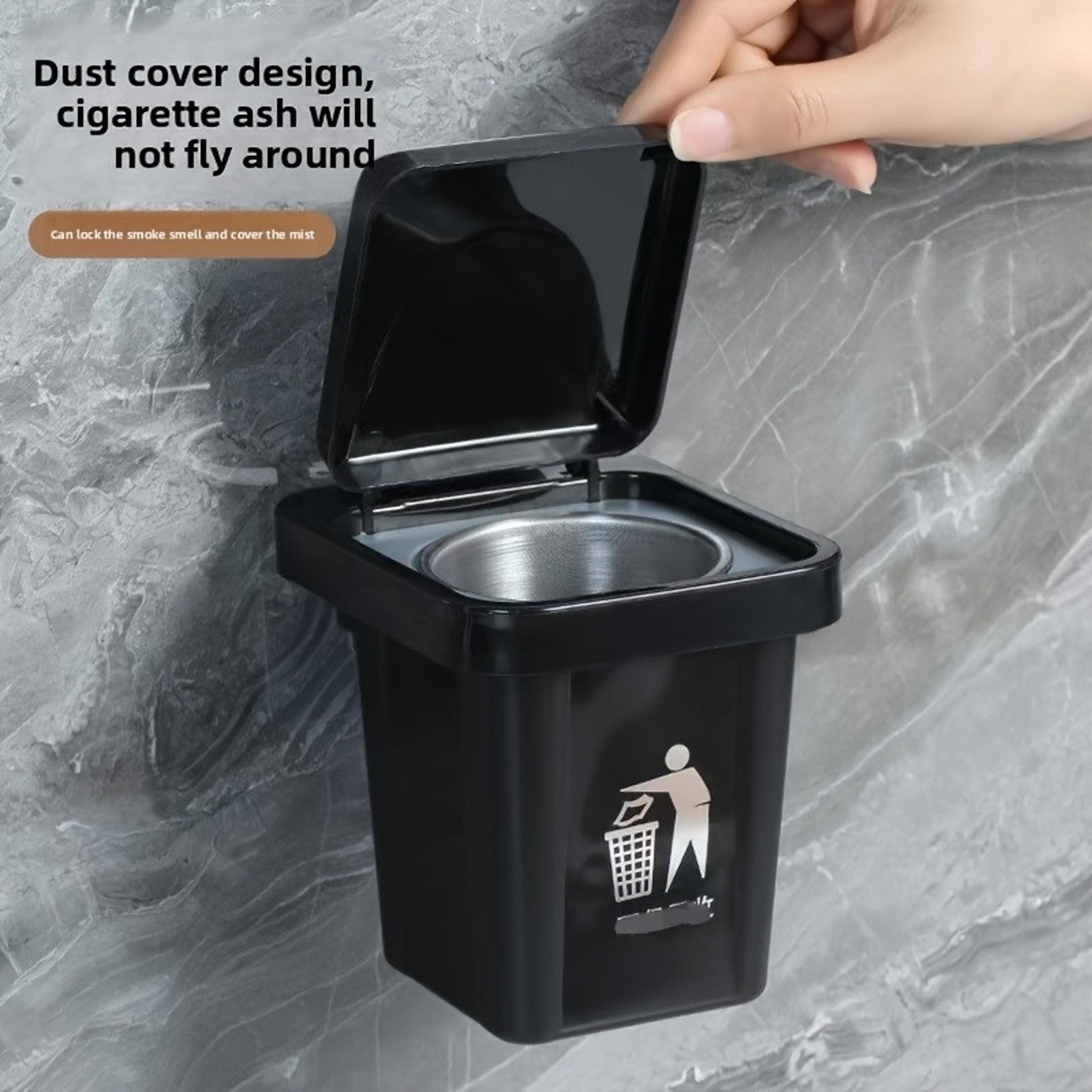 Stainless Steel Wall Mounted Ashtray With Lid Dustproof Modern Home Ashtray 3