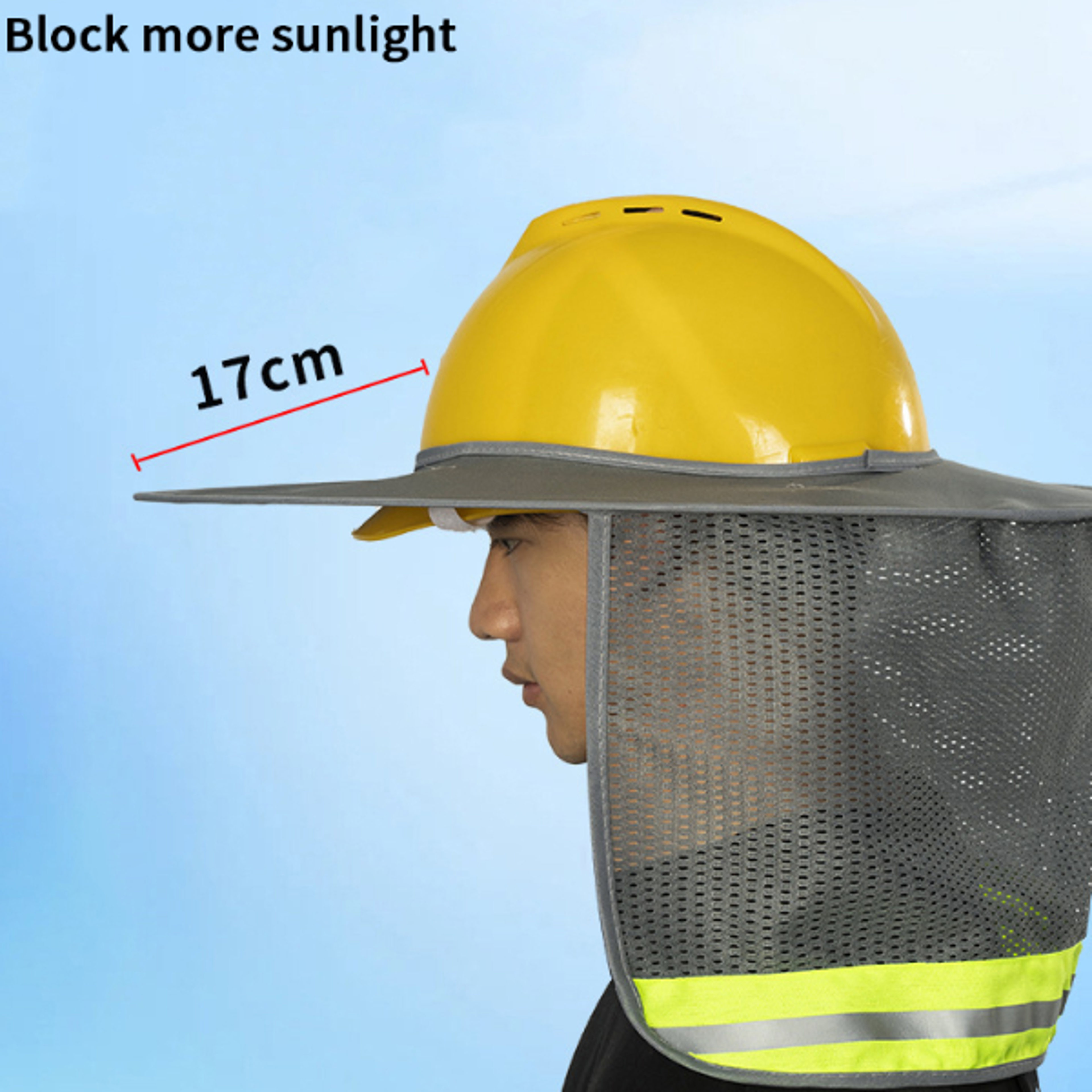 reflective hard hat sun shade and safety helmet neck shield
