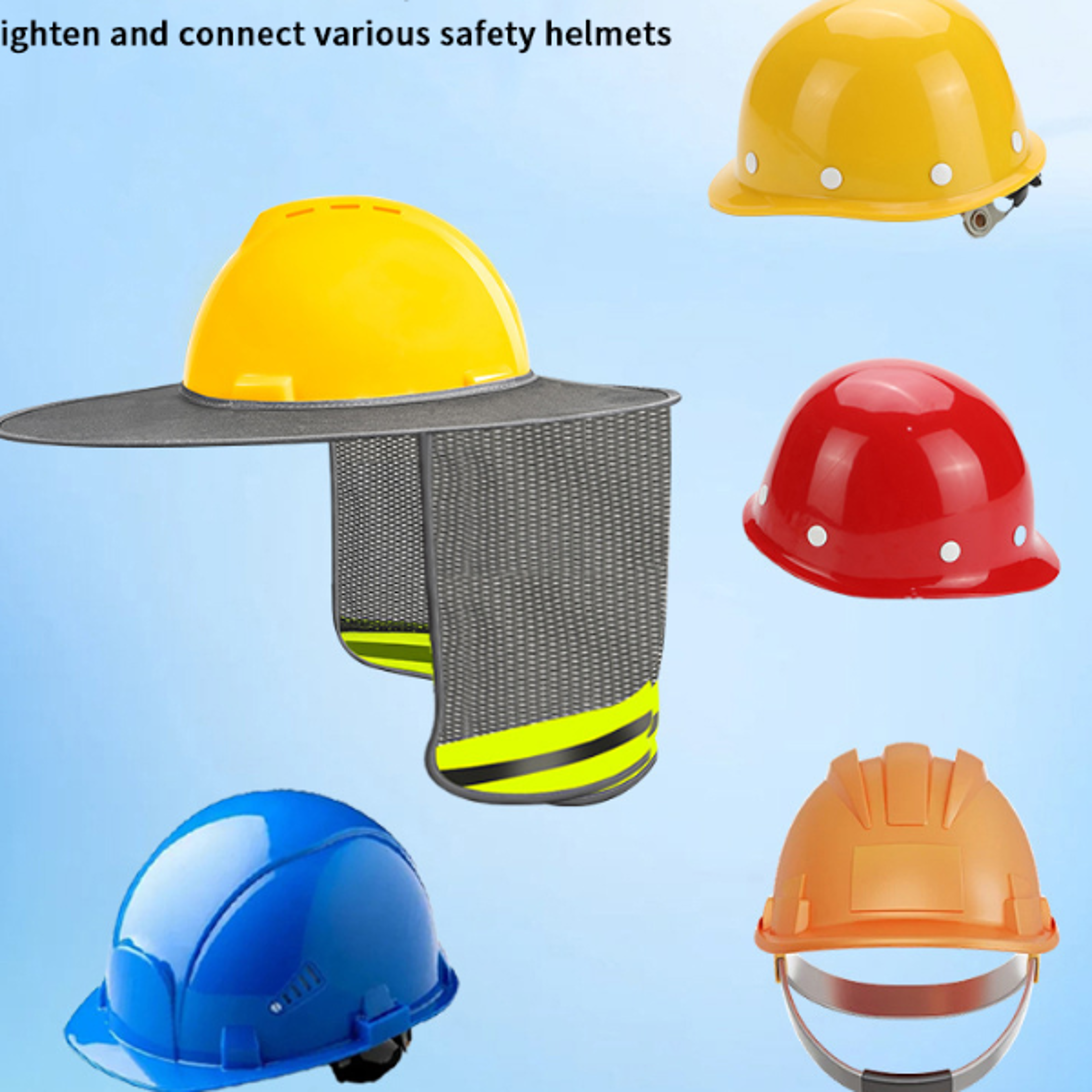 Reflective Hard Hat Sun Shade and Safety Helmet Neck Shield