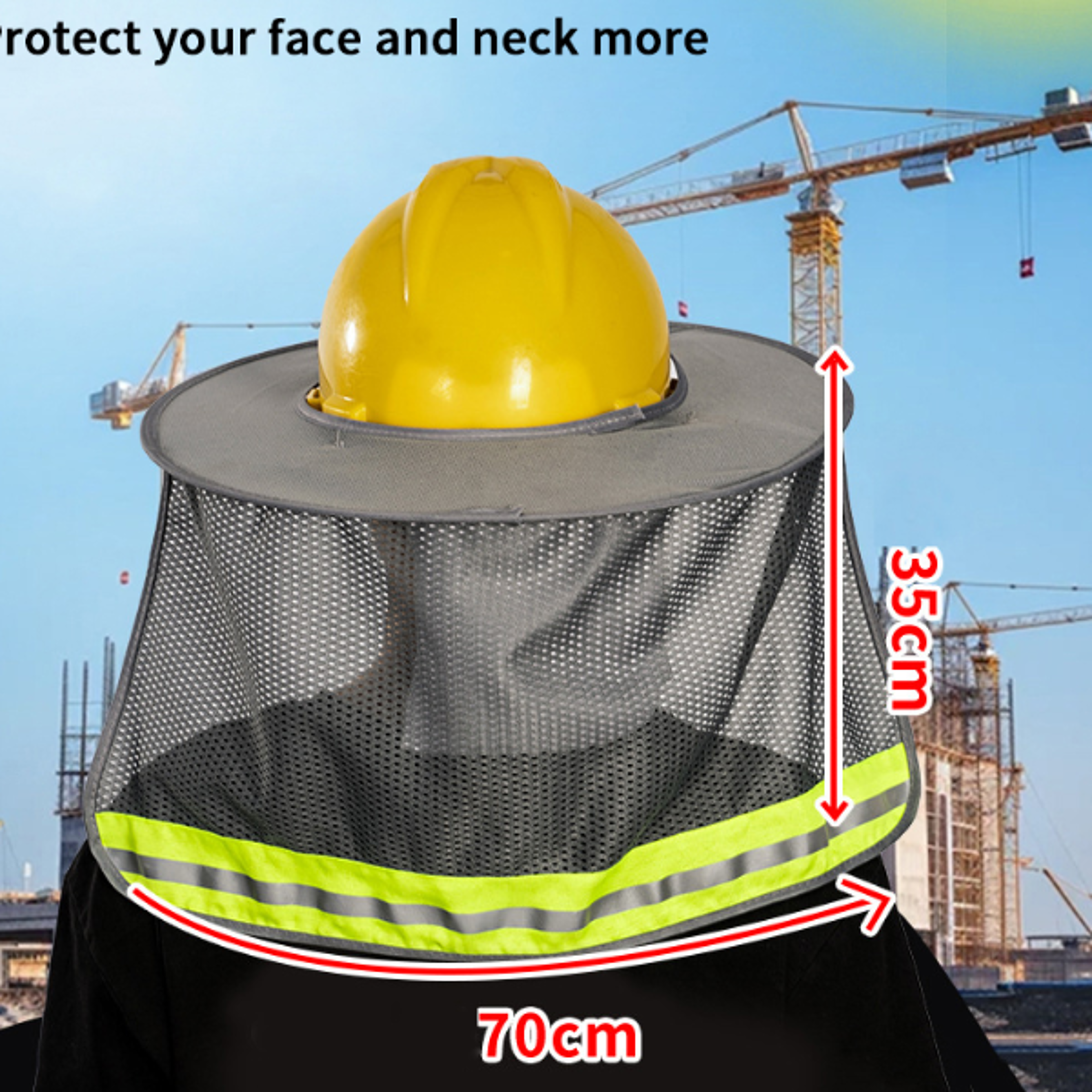 Reflective Hard Hat Sun Shade and Safety Helmet Neck Shield