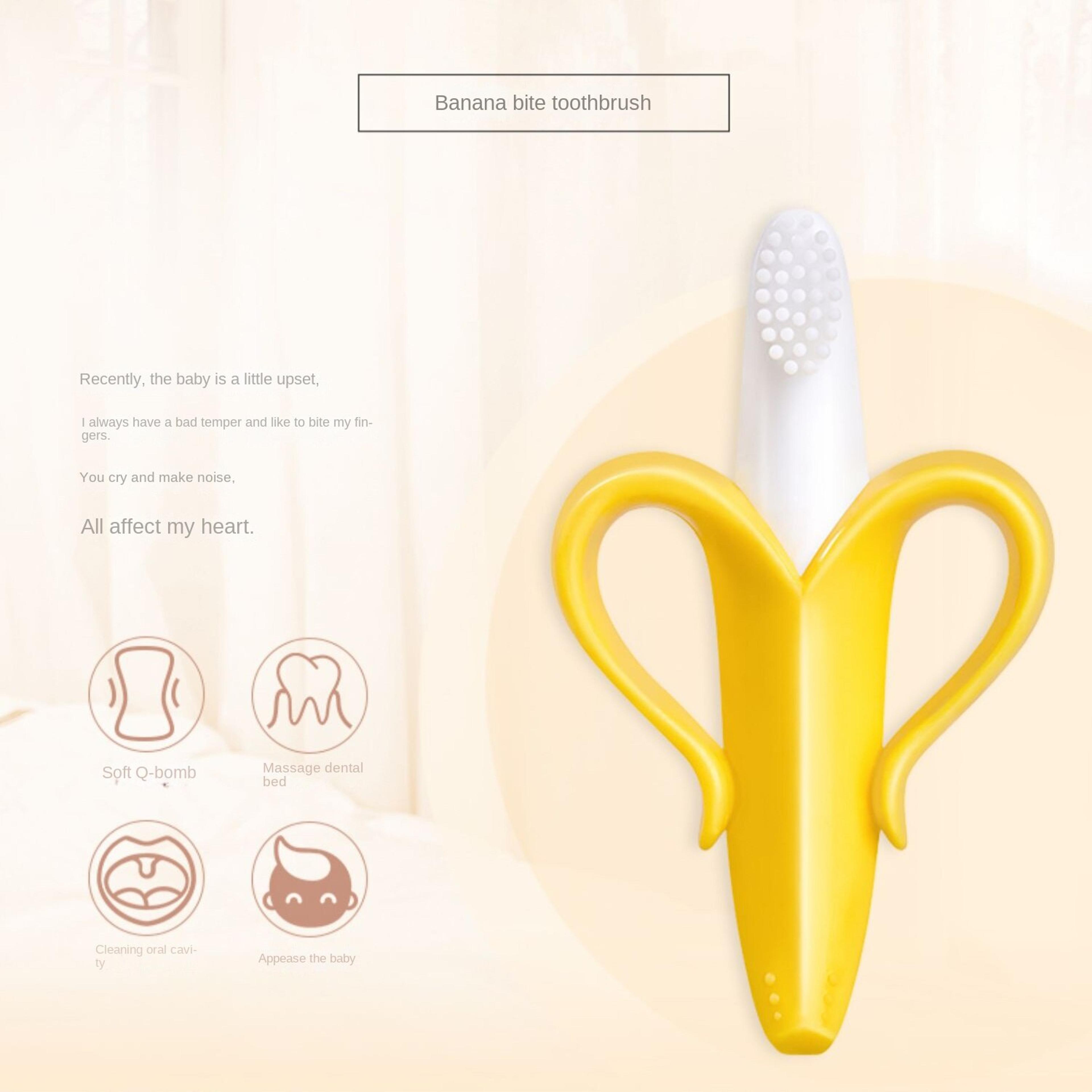 Banana Silicone Baby Teether Training Toothbrush For Safe Teething Relief 1