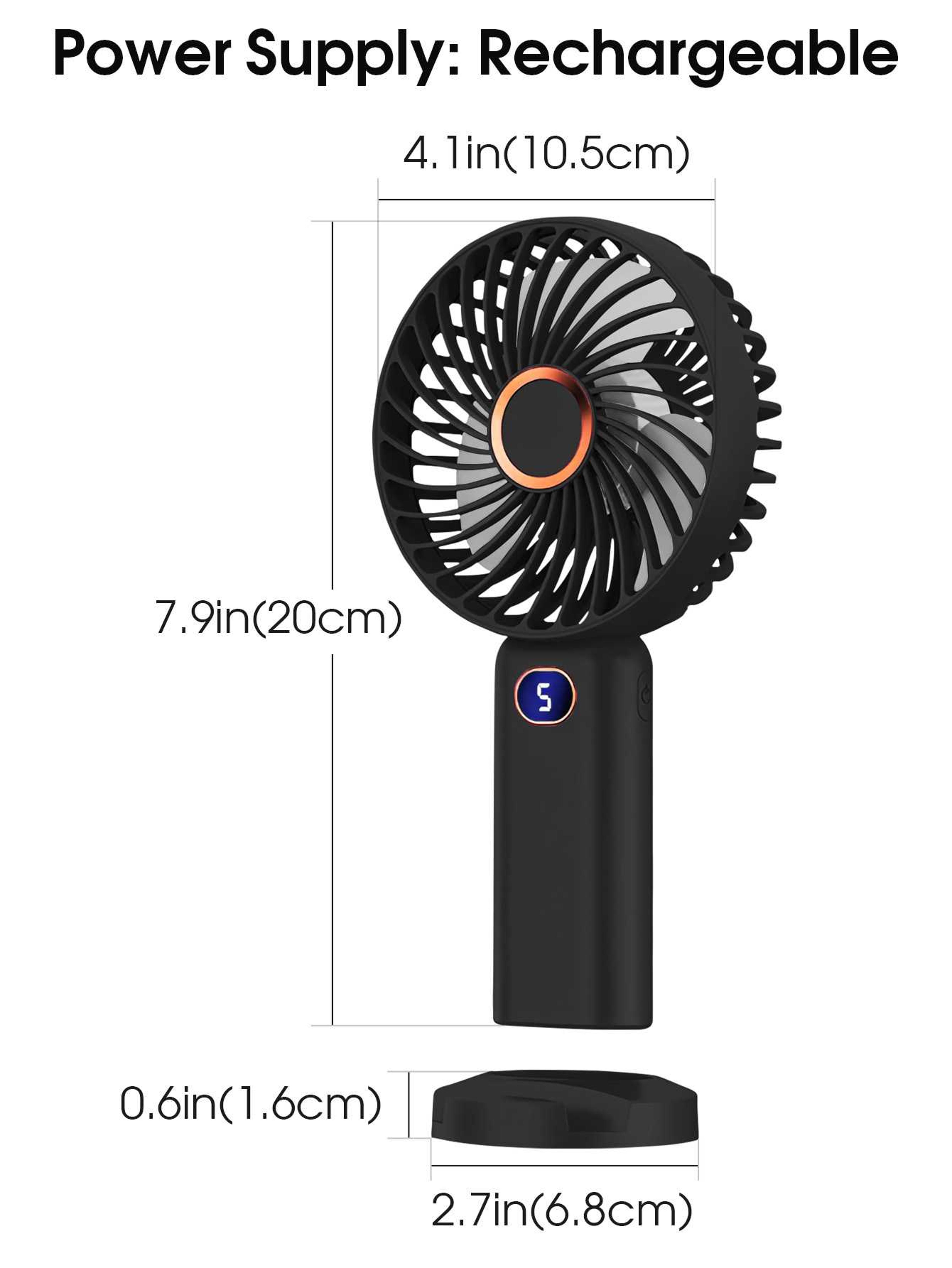 Portable Handheld Fan USB Rechargeable Mini Fan With Digital Display 1