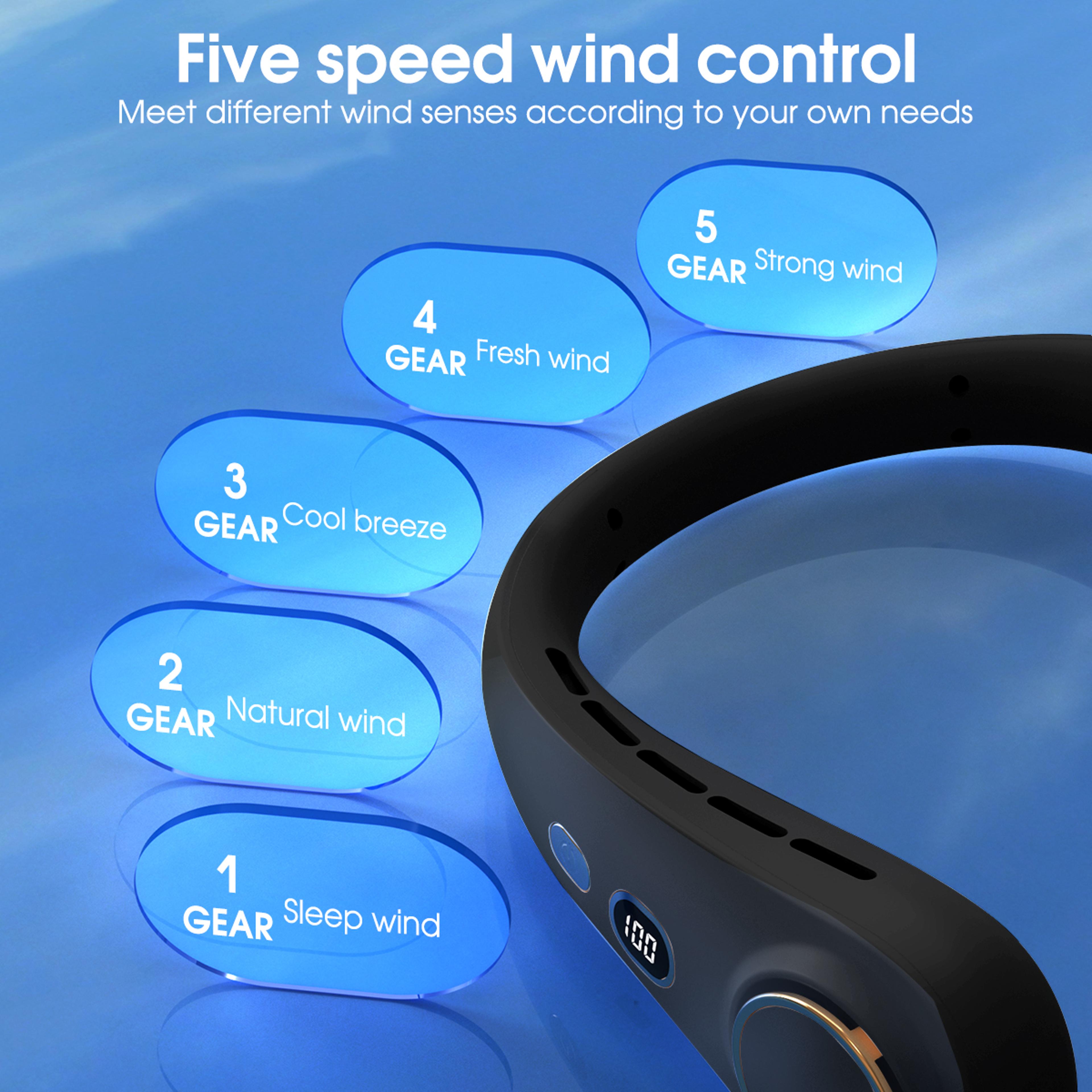 Hands Free Neck Fan Portable Bladeless Cooling Fan With 5 Speeds USB Rechargeable Design 3