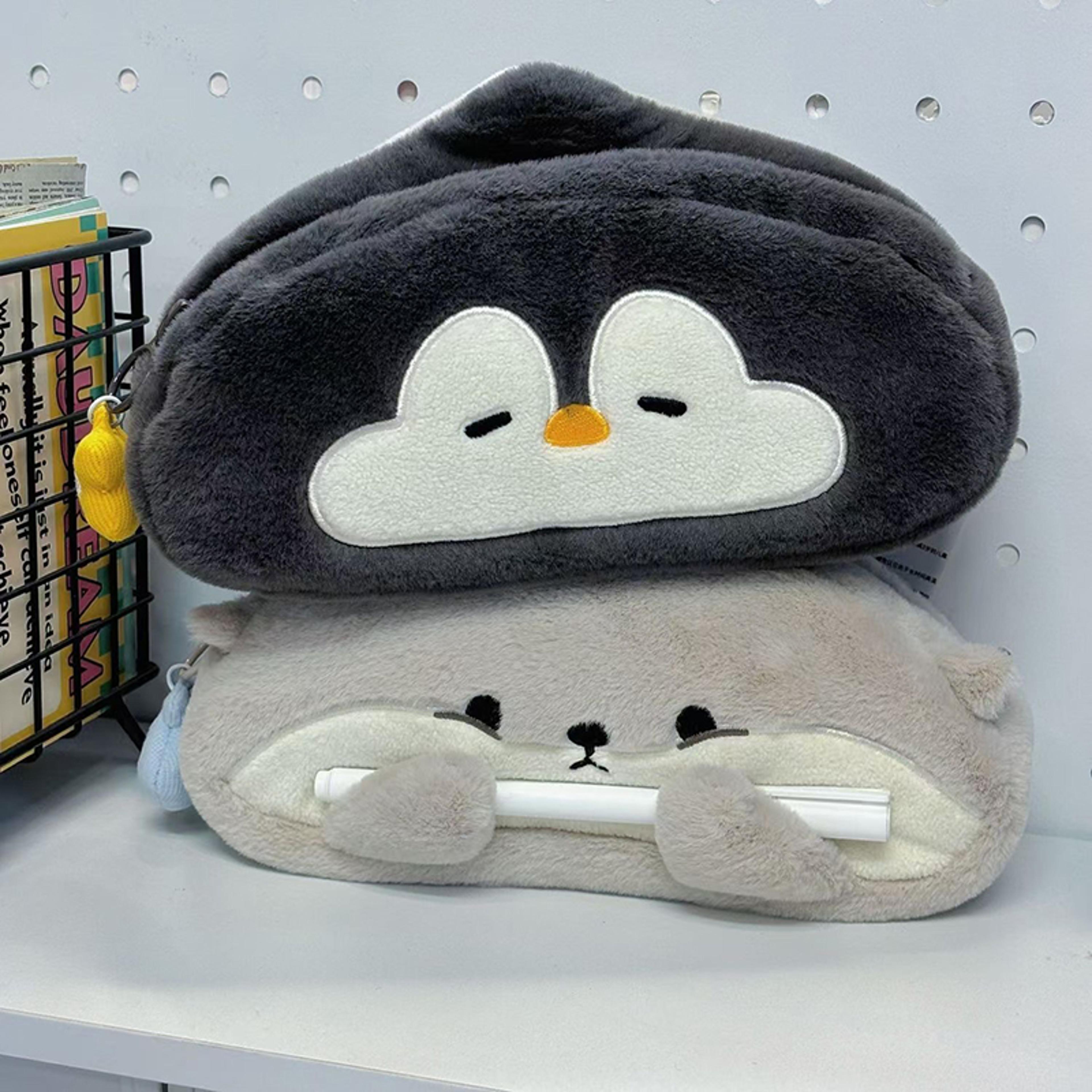 Little Otter Penguin Plush Pen Bag Large Capacity Pencil Case For School And Travel 2