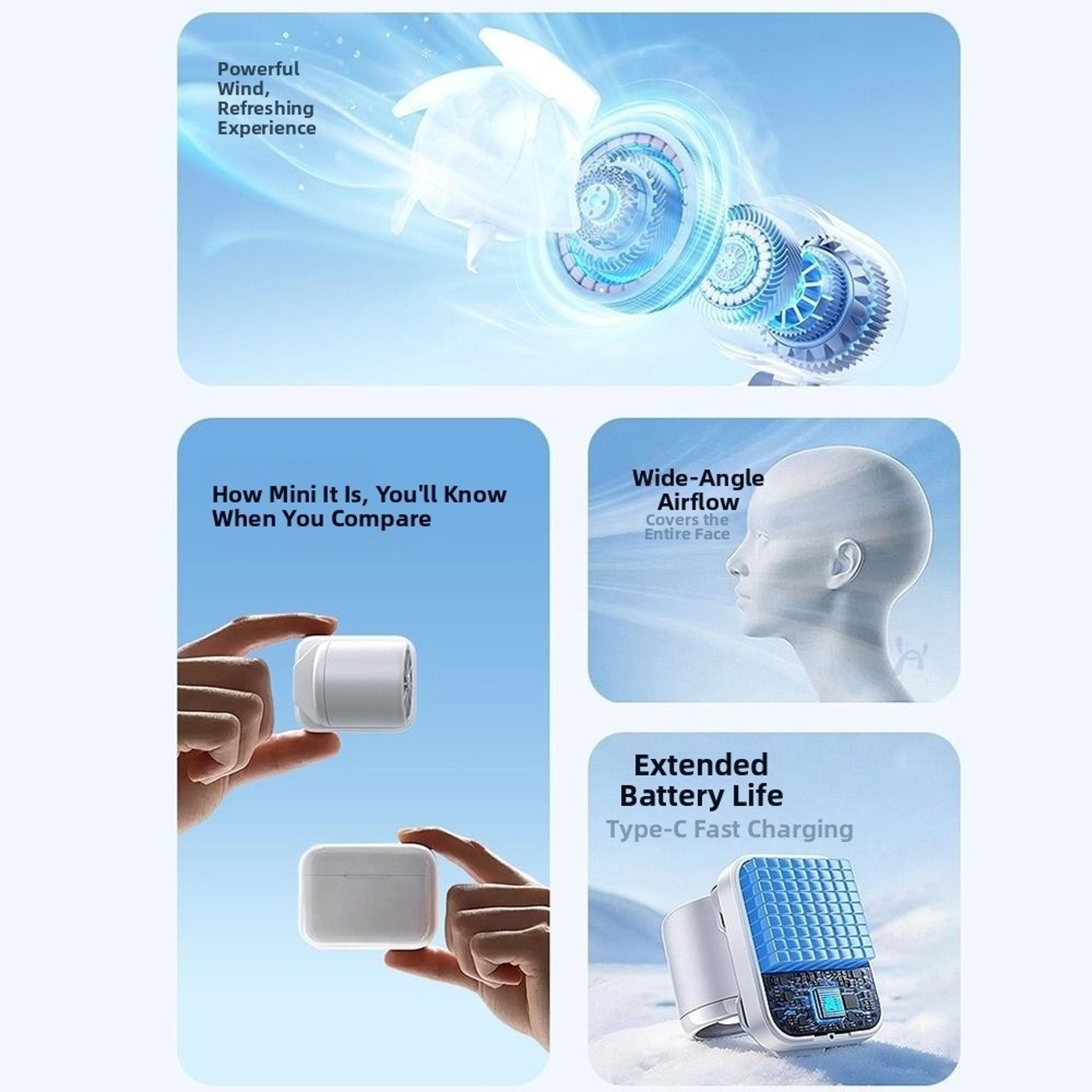 Mini Portable Clip Fan Rechargeable Hat Fan With Speed Cooling 1