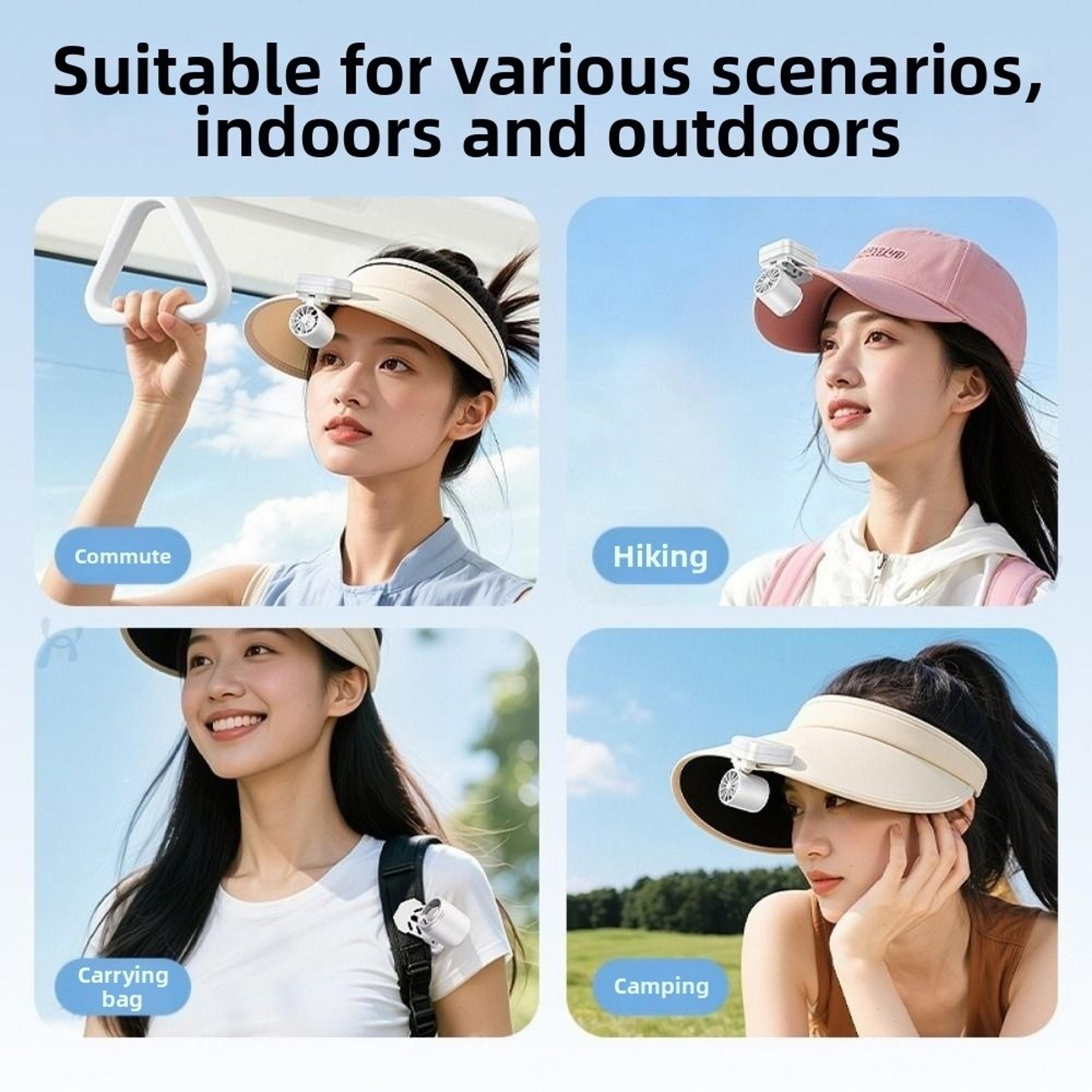Mini Portable Clip Fan Rechargeable Hat Fan With Speed Cooling 4