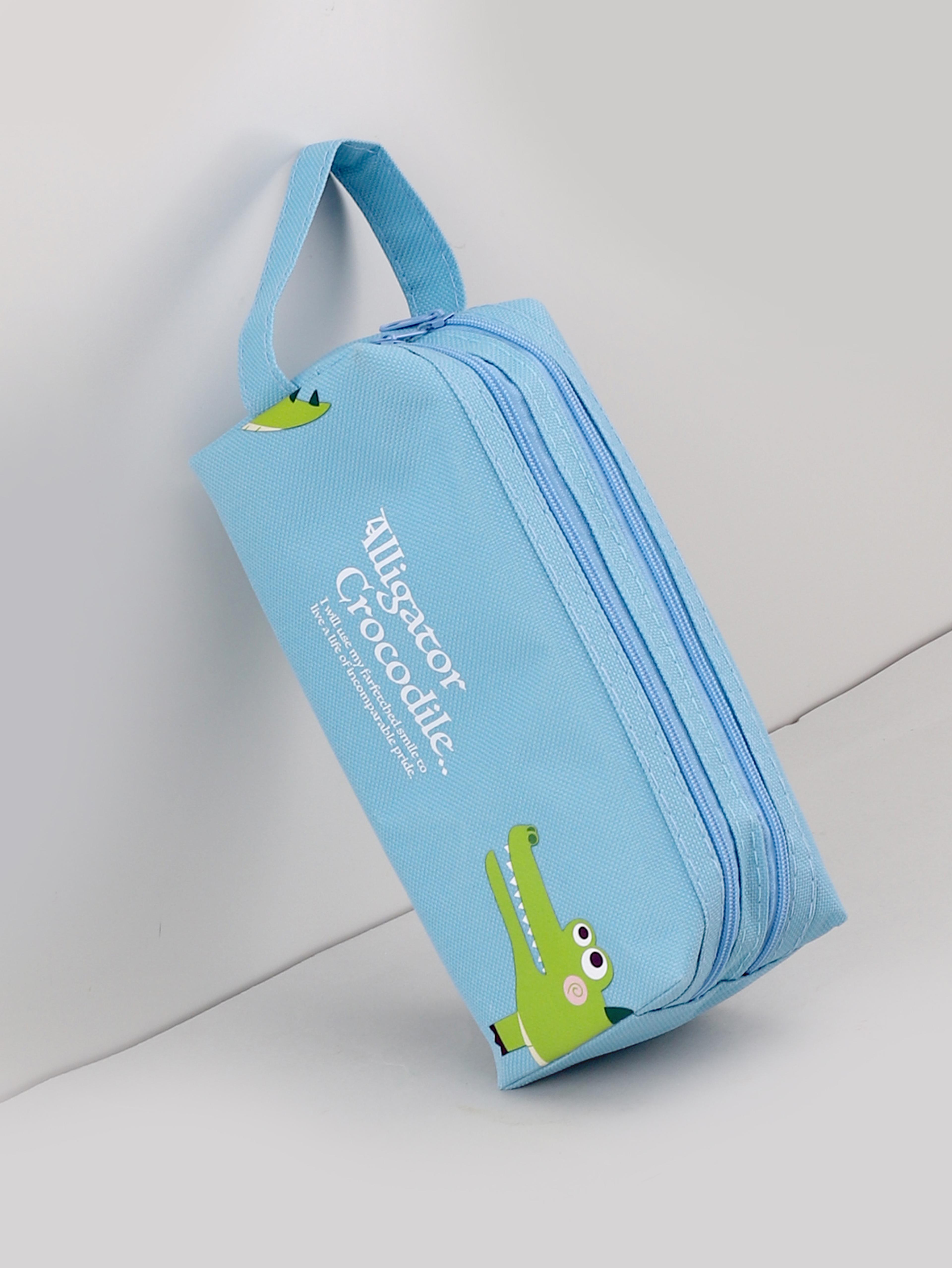 Animal Double Layer Large Capacity Pencil Case Cute School Pencil Pouch Organizer 6