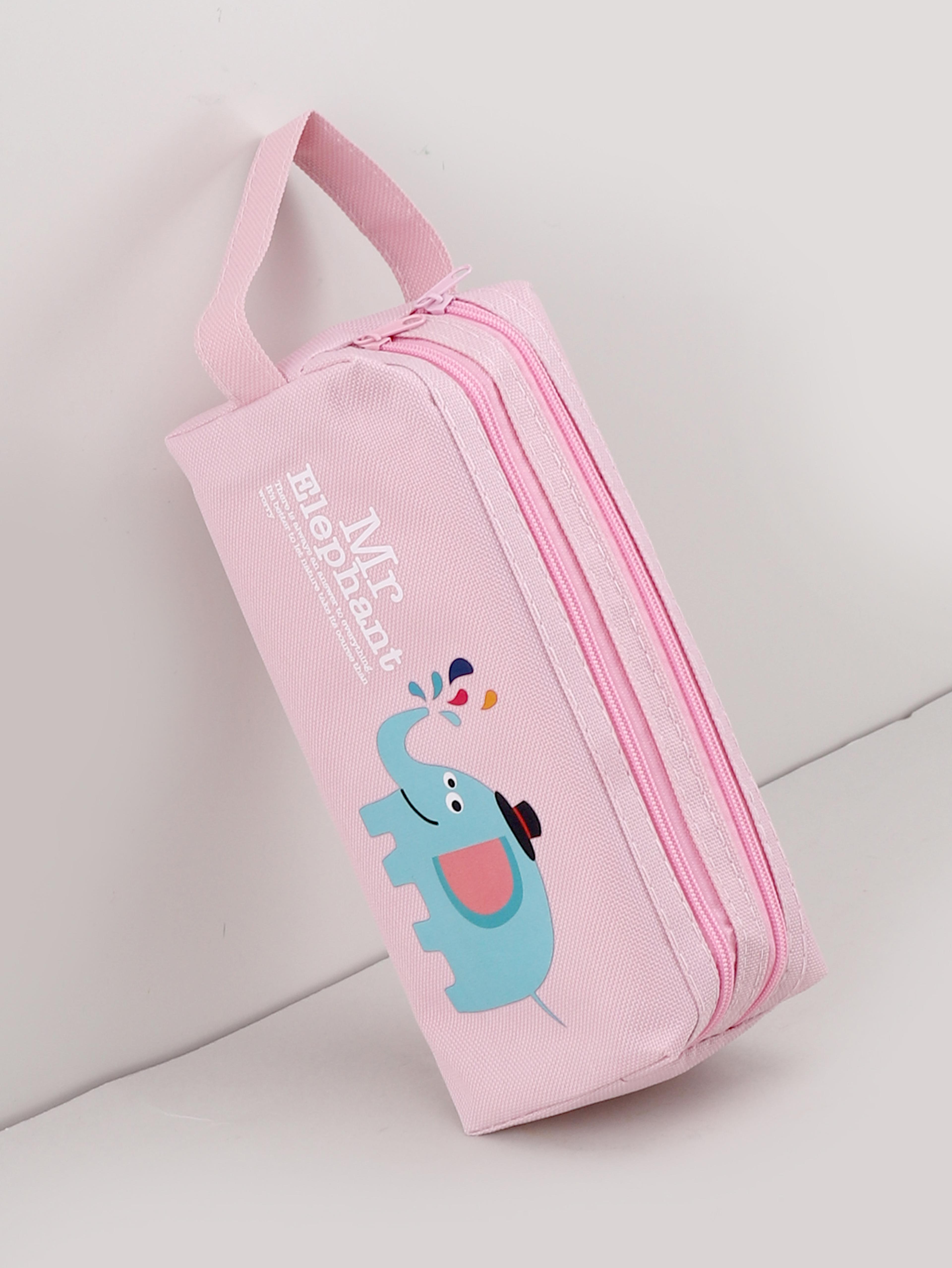 Animal Double Layer Large Capacity Pencil Case Cute School Pencil Pouch Organizer 8