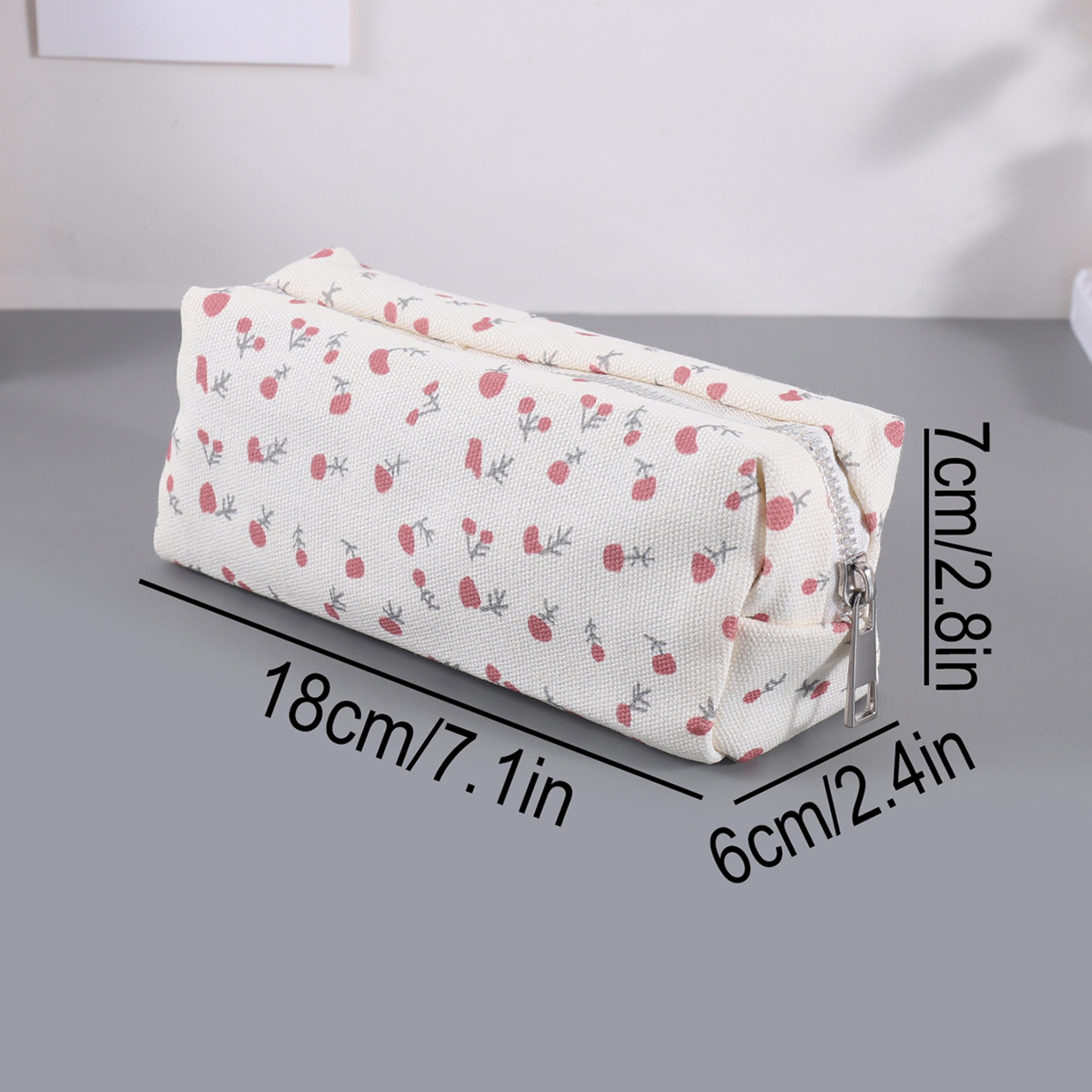 Flower Design Canvas Pencil Case Large Capacity Cute Pencil Pouch For School And Office 1