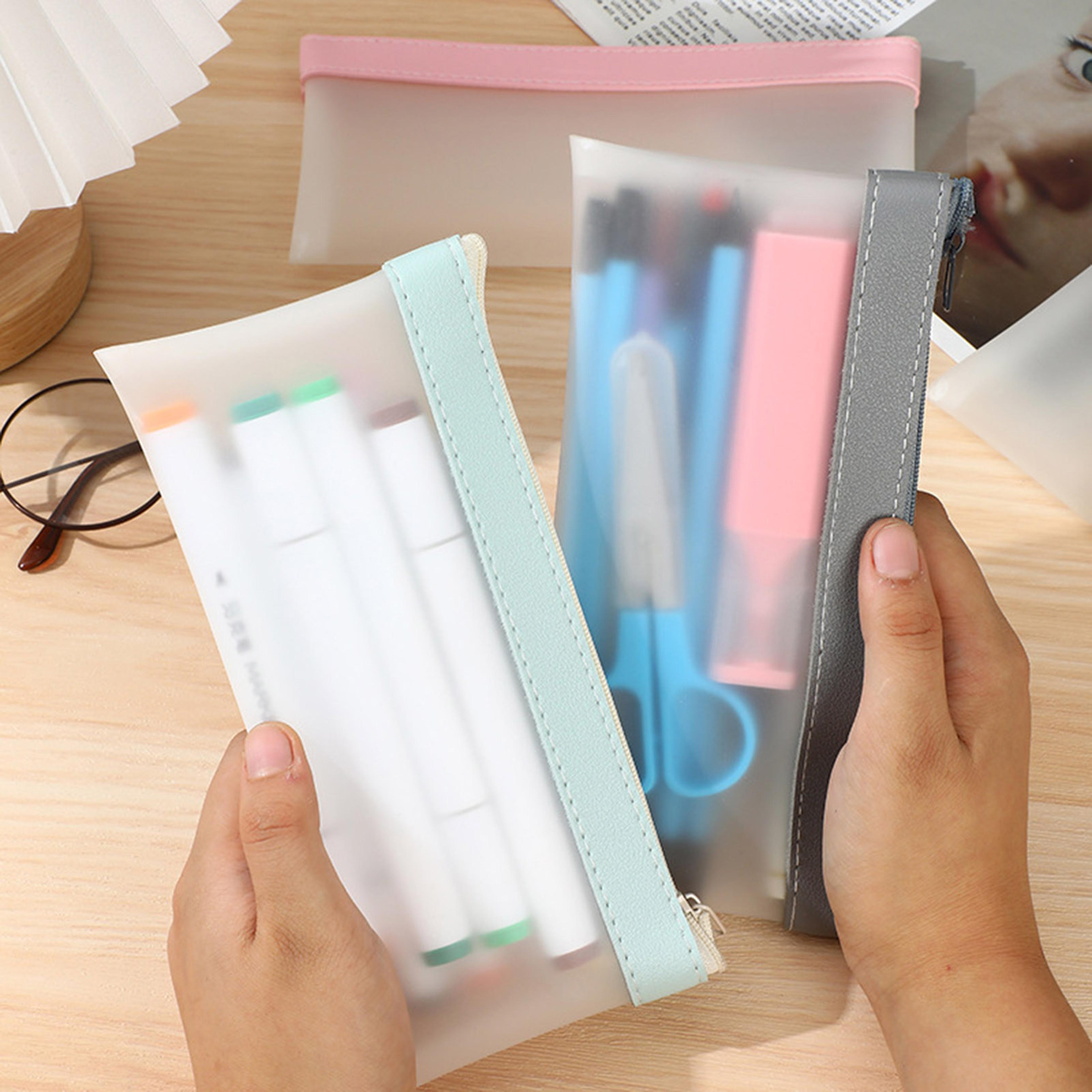 Transparent Frosted Pencil Case Large Capacity Stationery Organizer For School Office And Students 4