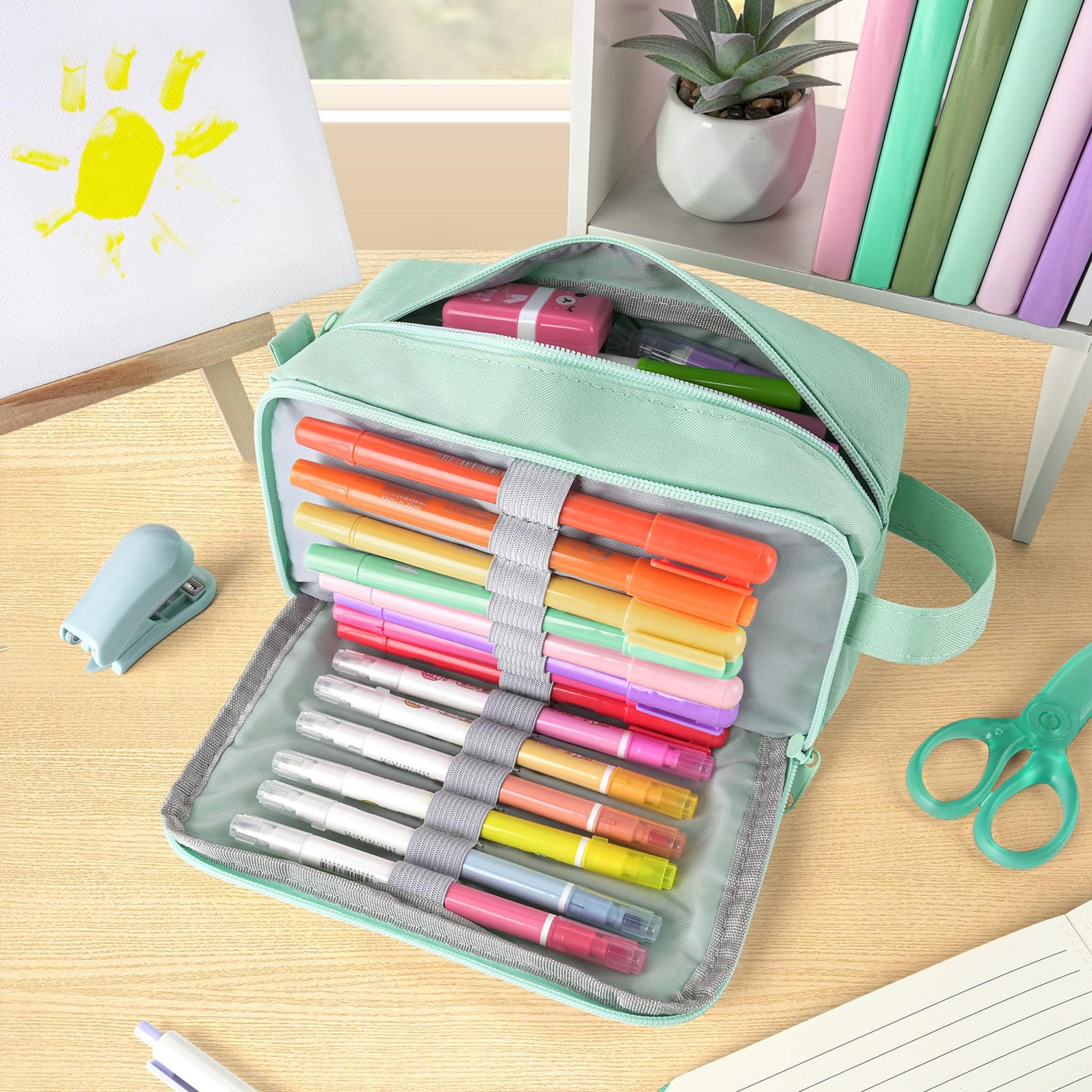 Large Capacity Pencil Case Organizer Pouch With Multiple Compartments For School Office Art Supplie 4