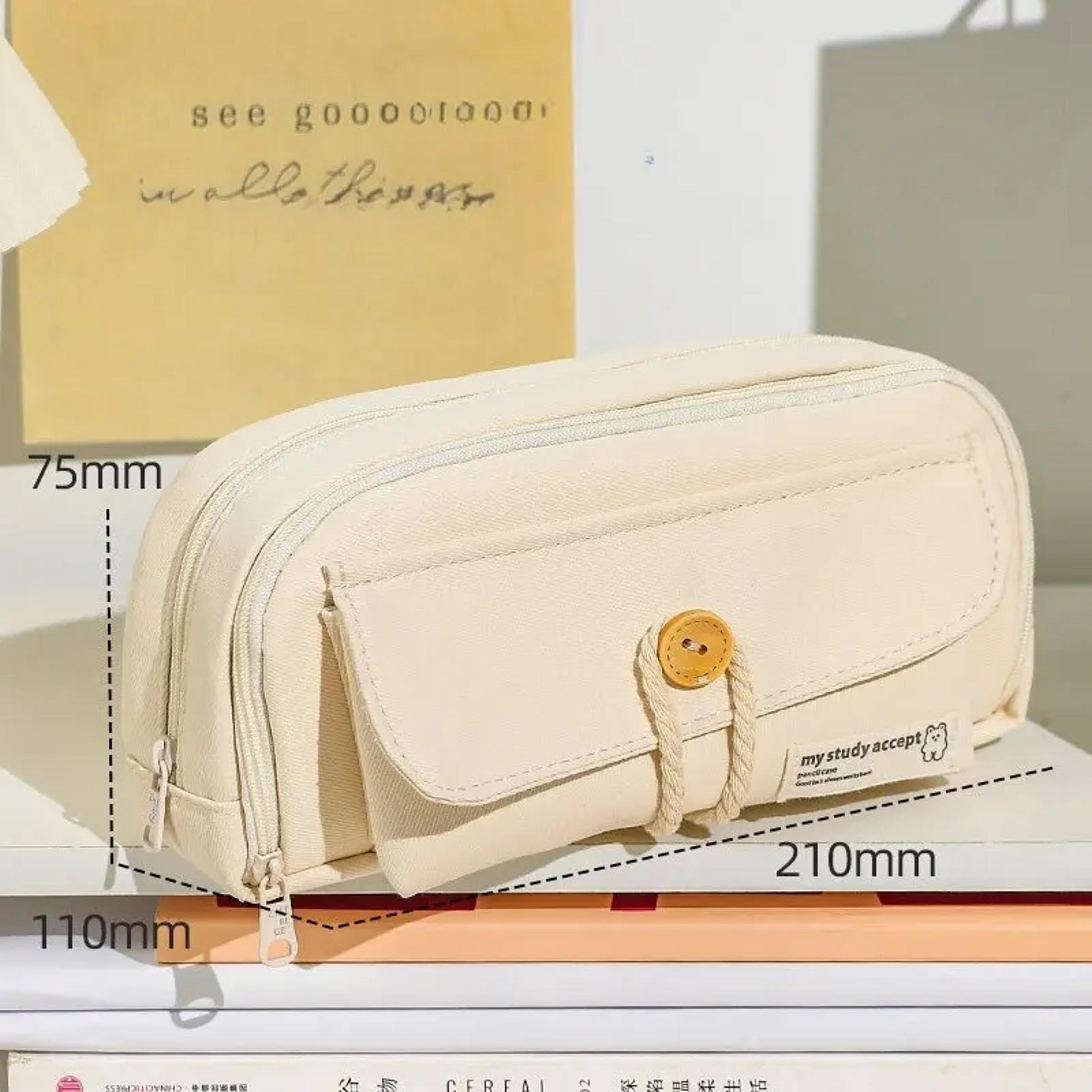 Cute Canvas Pencil Case Large Capacity Organizer For Students Travel And Cosmetics 5