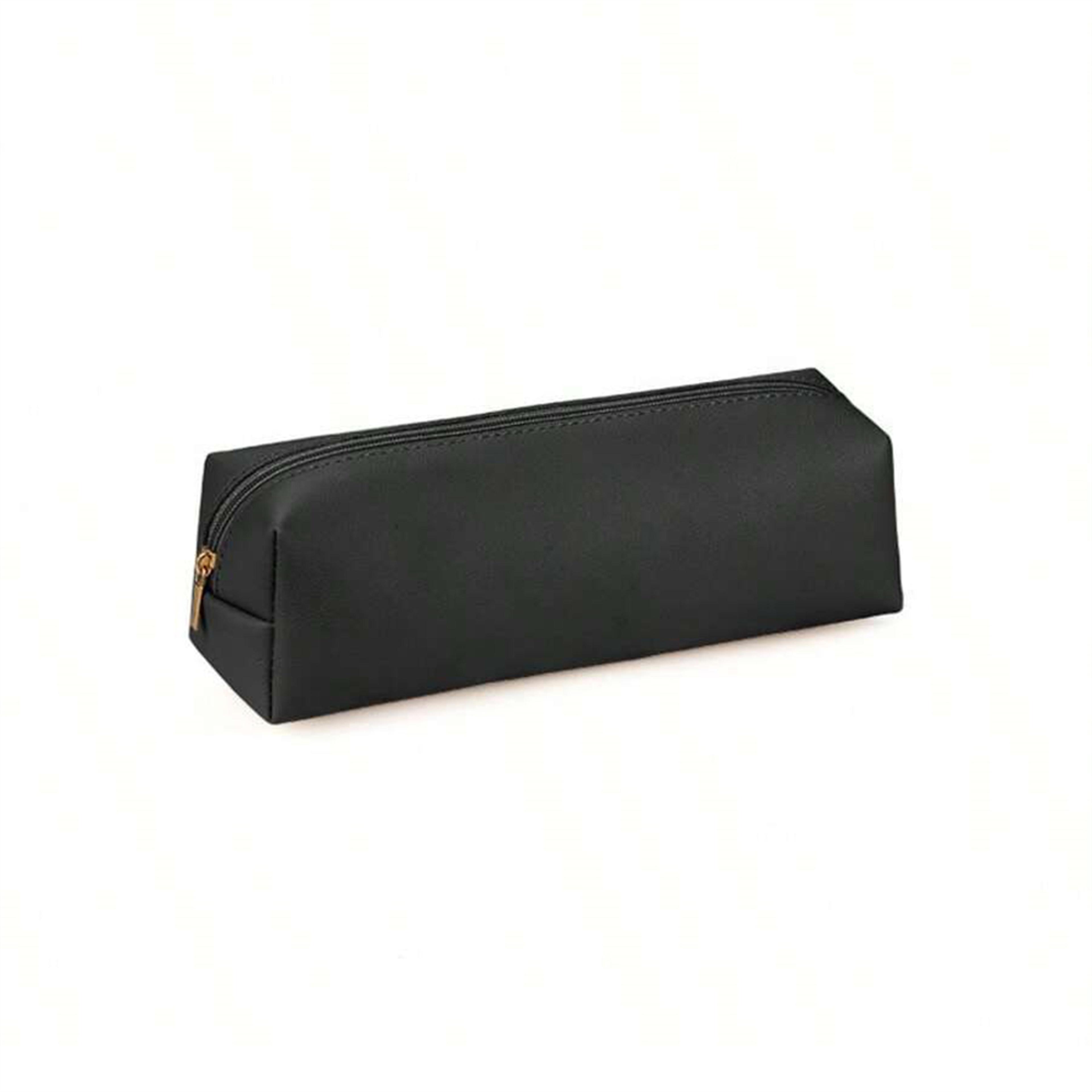 Large Capacity PU Leather Pencil Case Organizer With Zipper For Students And Office Supplies 9