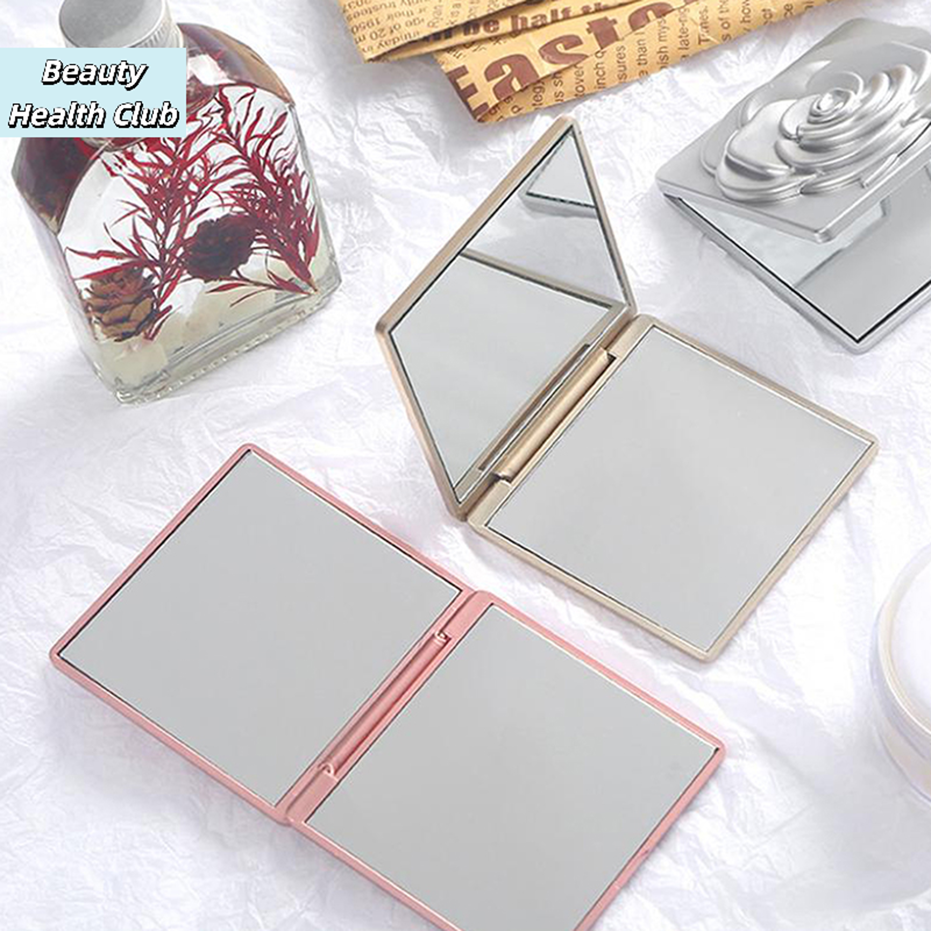 Retro Rose Double Sided Compact Pocket Makeup Mirror 1