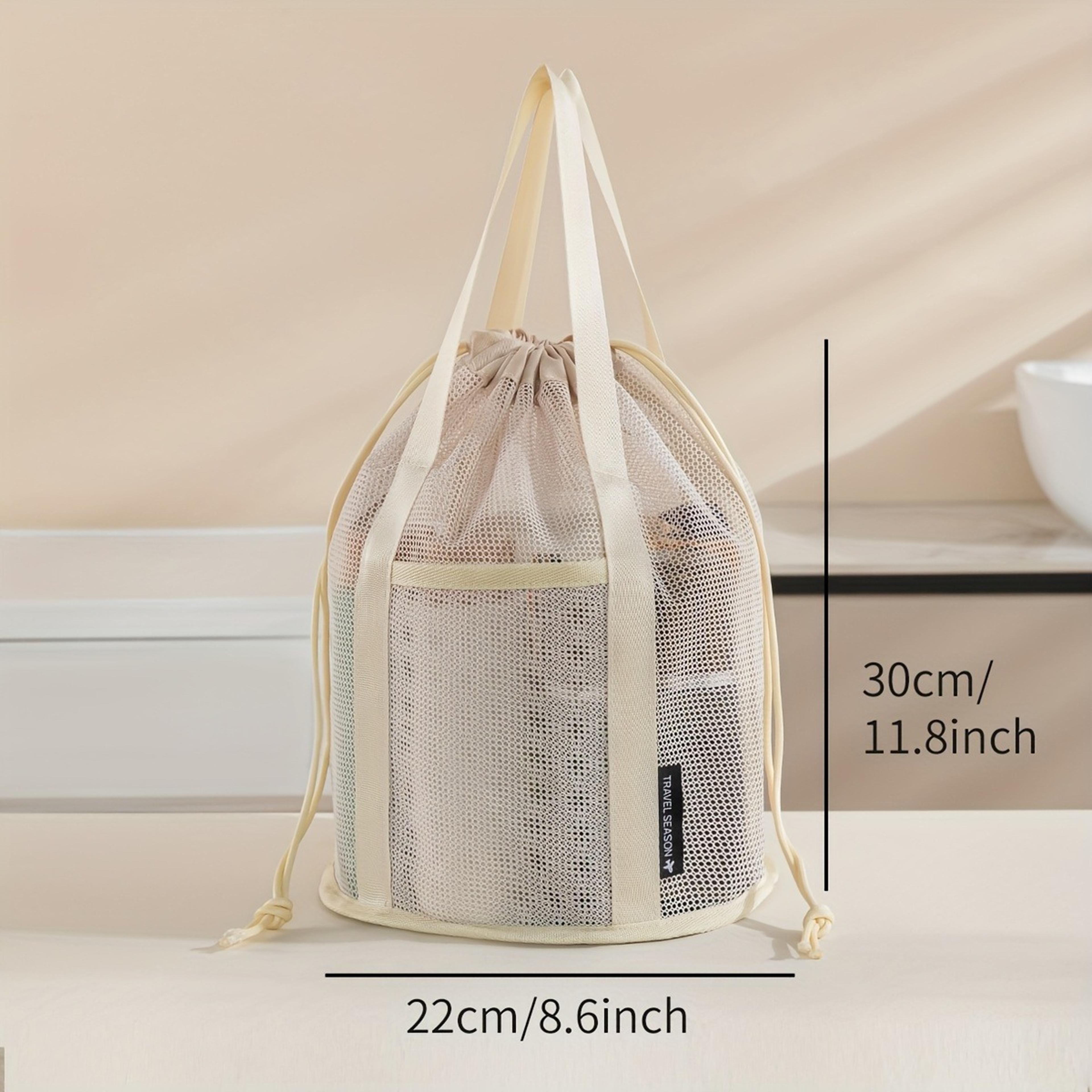 Large Capacity Mesh Beach Bag Shoulder Tote Drawstring Storage Pouch For Travel And Summer 3