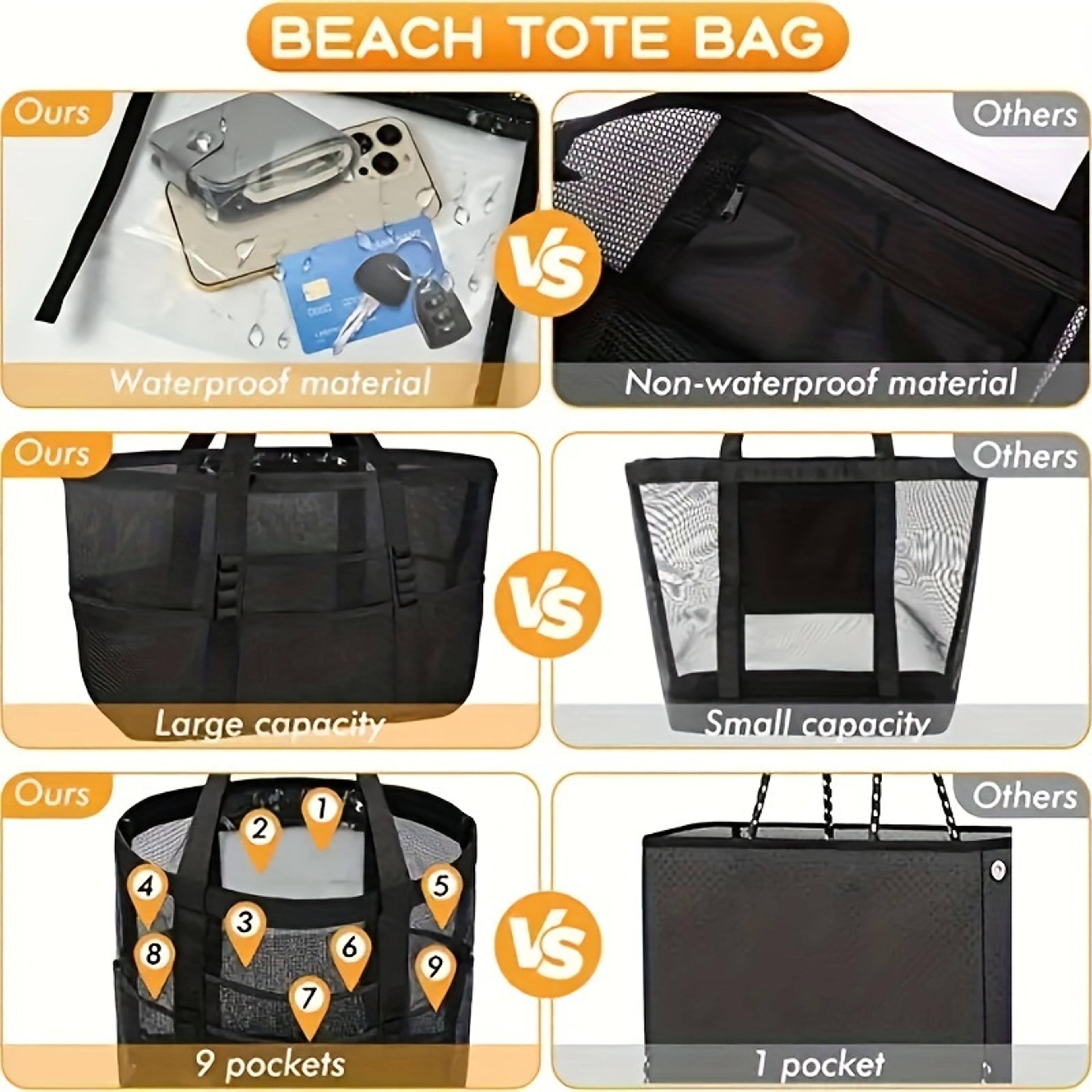 Large Capacity Mesh Beach Bag Waterproof Tote For Swimming Pool Gym Travel 4