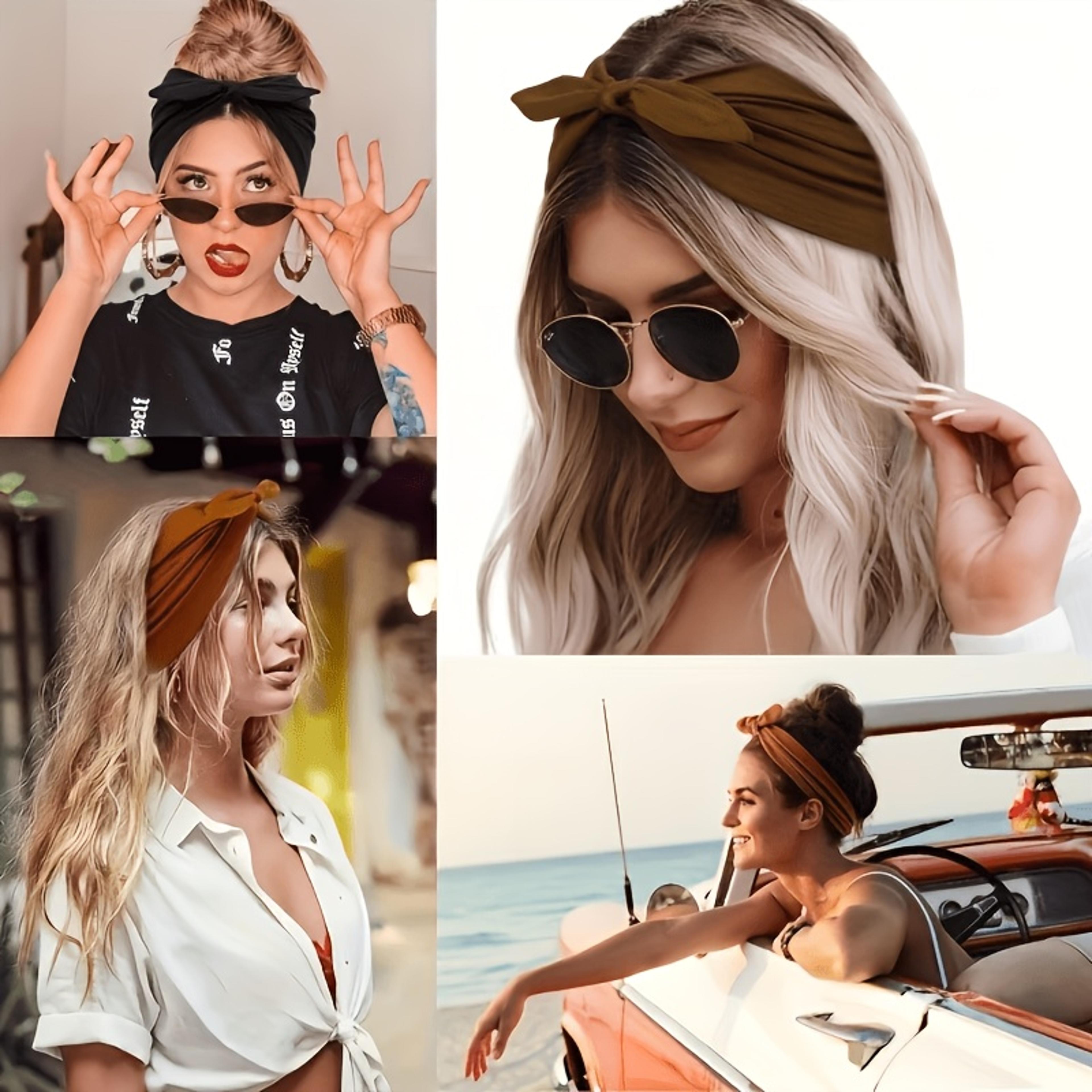 Bohemian Bow Headband For Women Soft Stretch Non Slip Hair Accessory 5