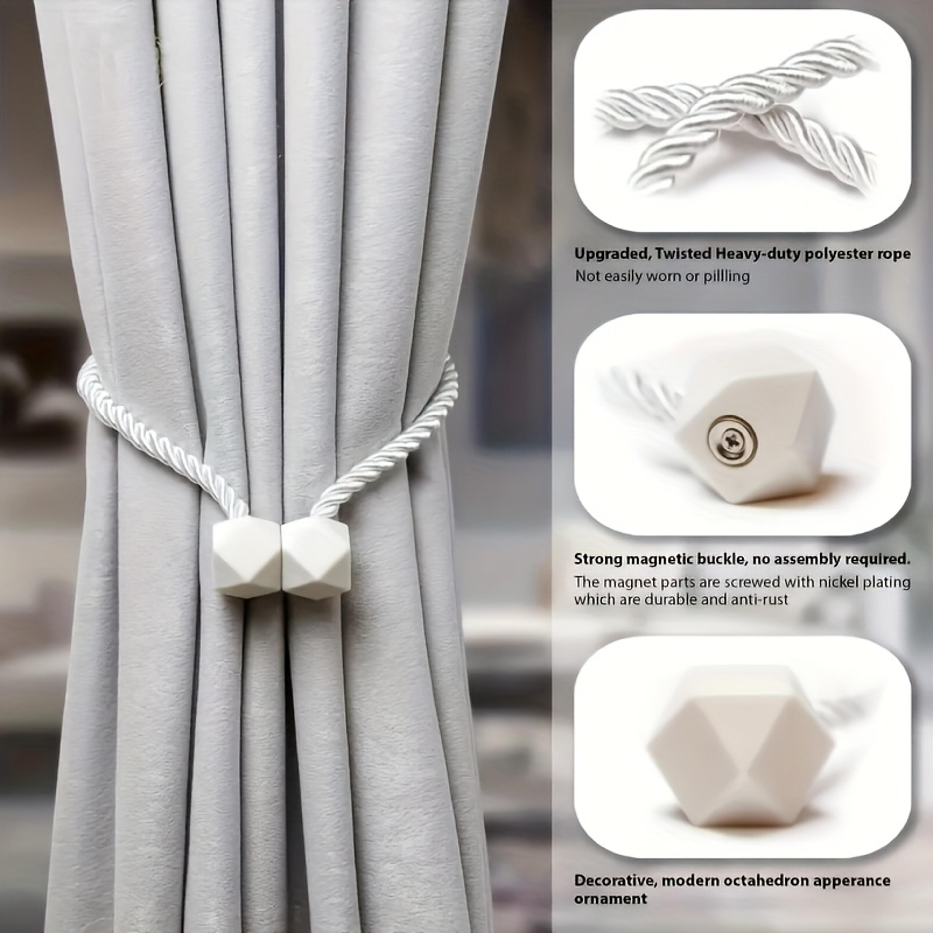 Magnetic Curtain Tiebacks No Drill Drapery Holdbacks With Stylish Twine Loop 1