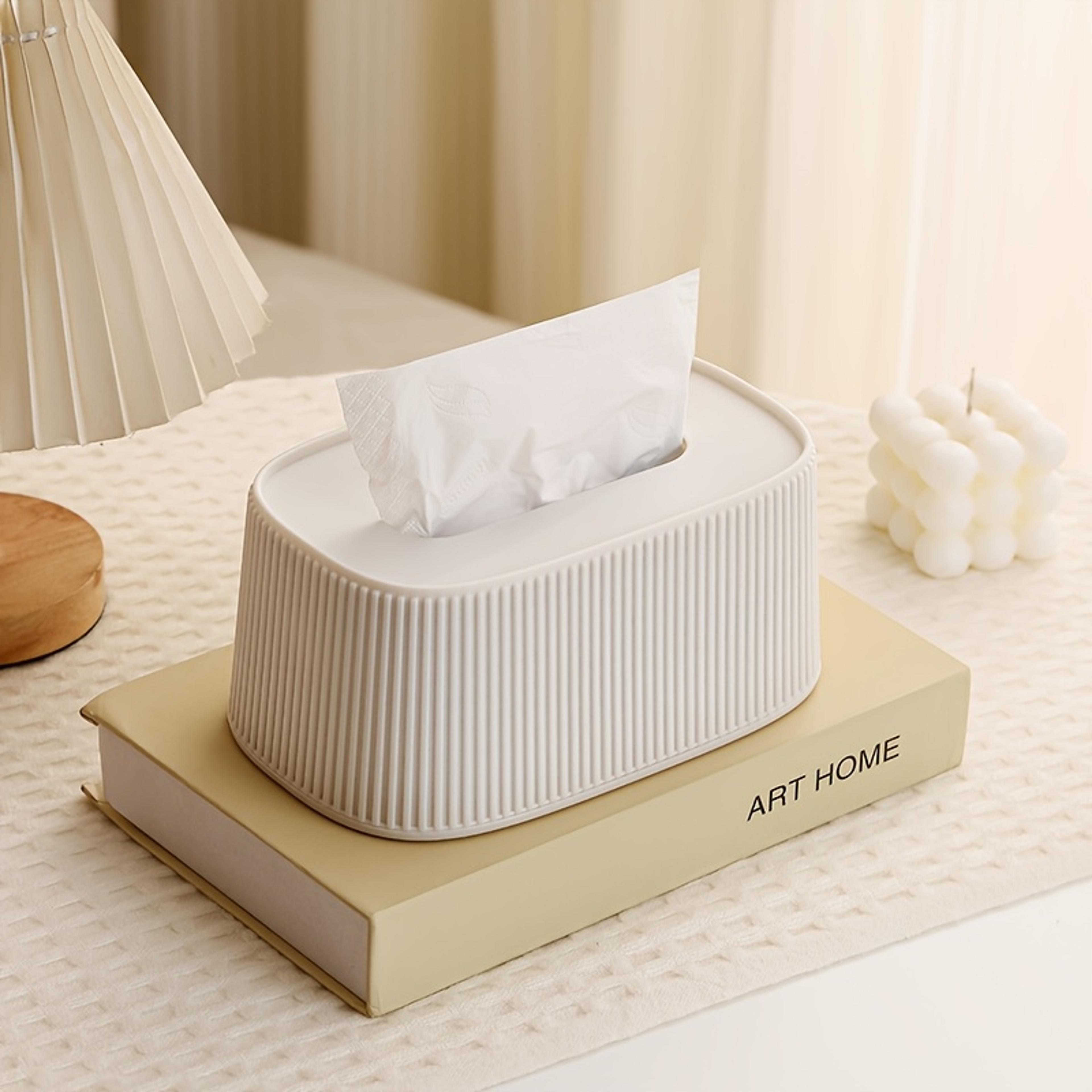 Auto Lift Spring Tissue Dispenser With Wooden Lid Stylish Cream Tissue Box Cover For Home Decor 2