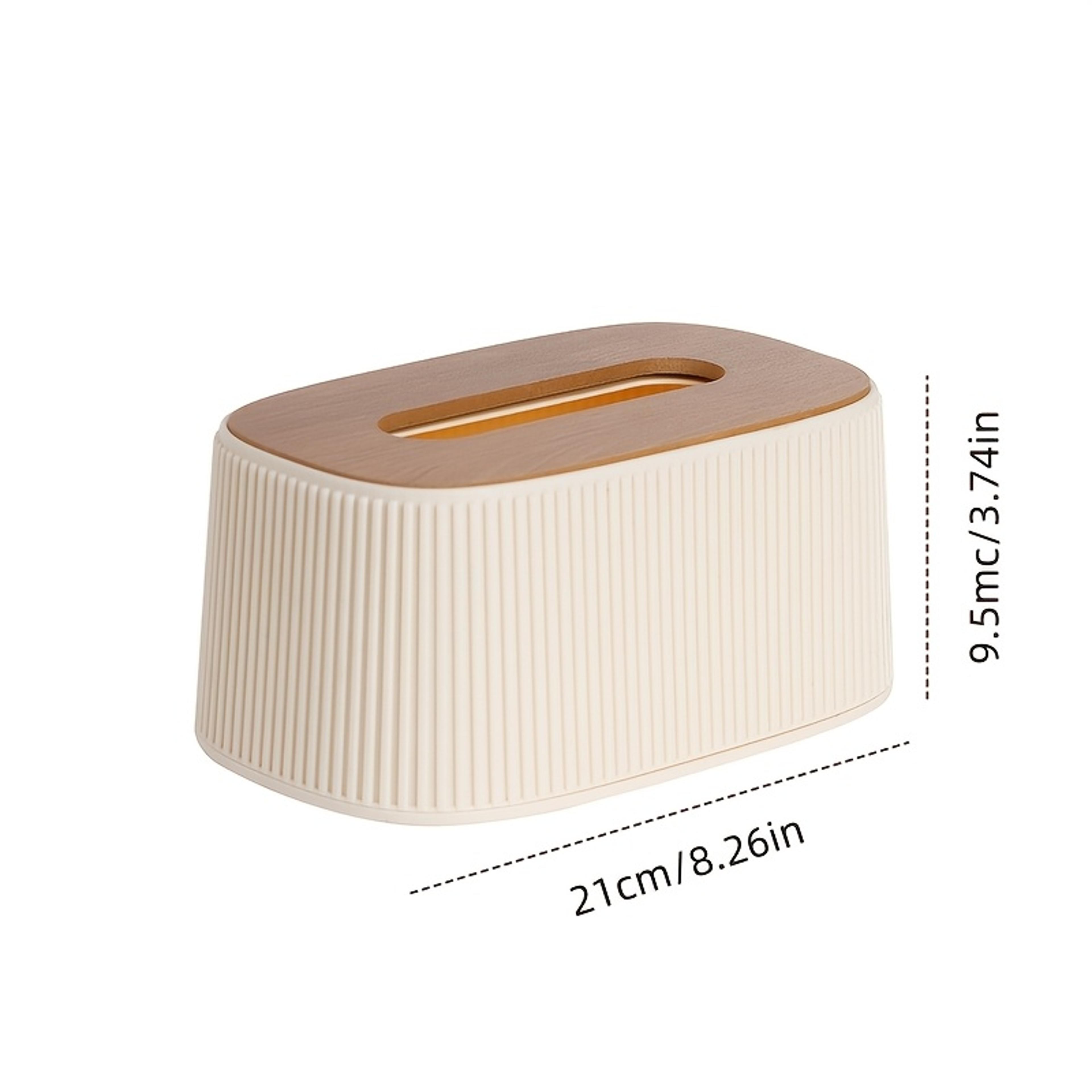 Auto Lift Spring Tissue Dispenser With Wooden Lid Stylish Cream Tissue Box Cover For Home Decor 3