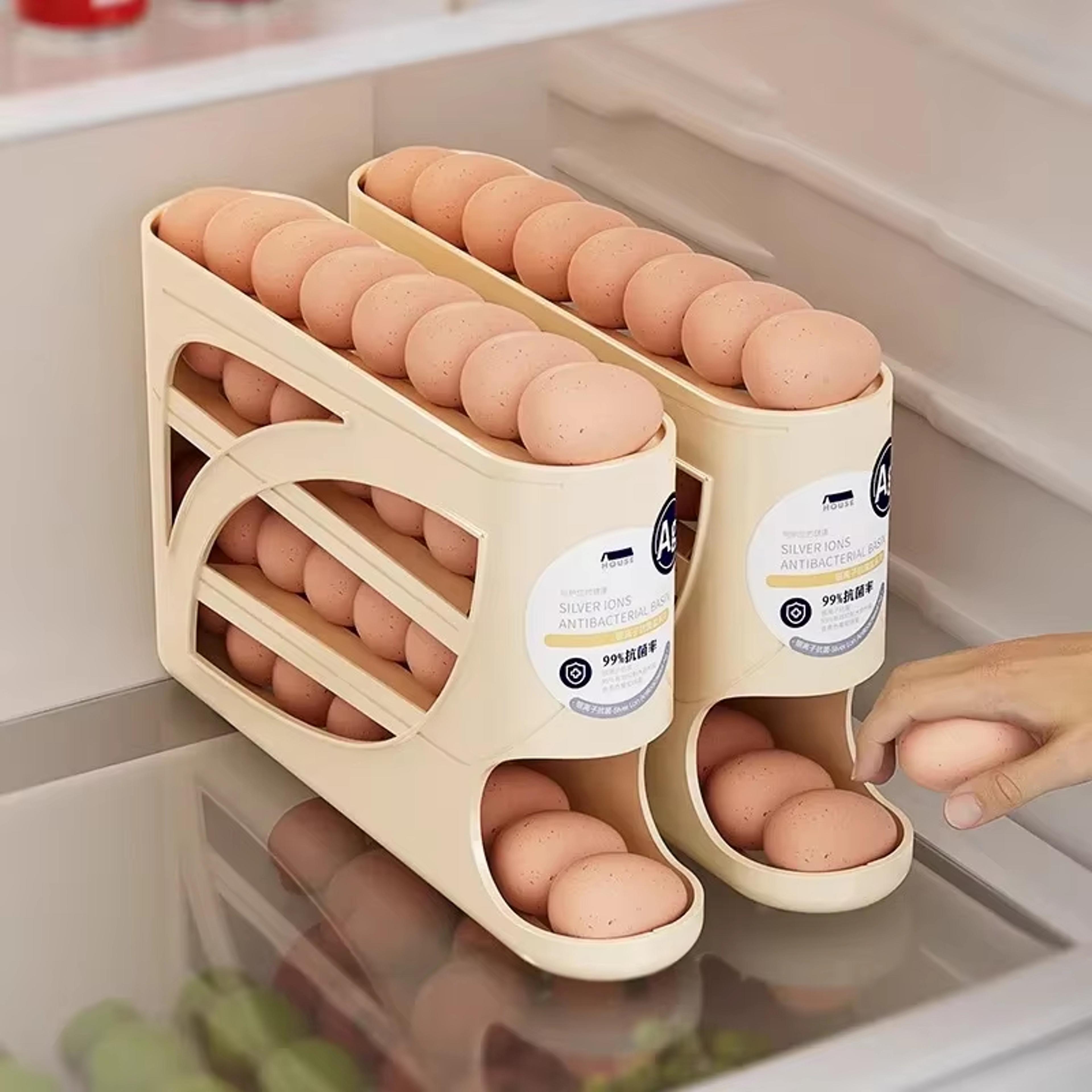 egg dispenser for refrigerator automatic rolling egg holder for fridge