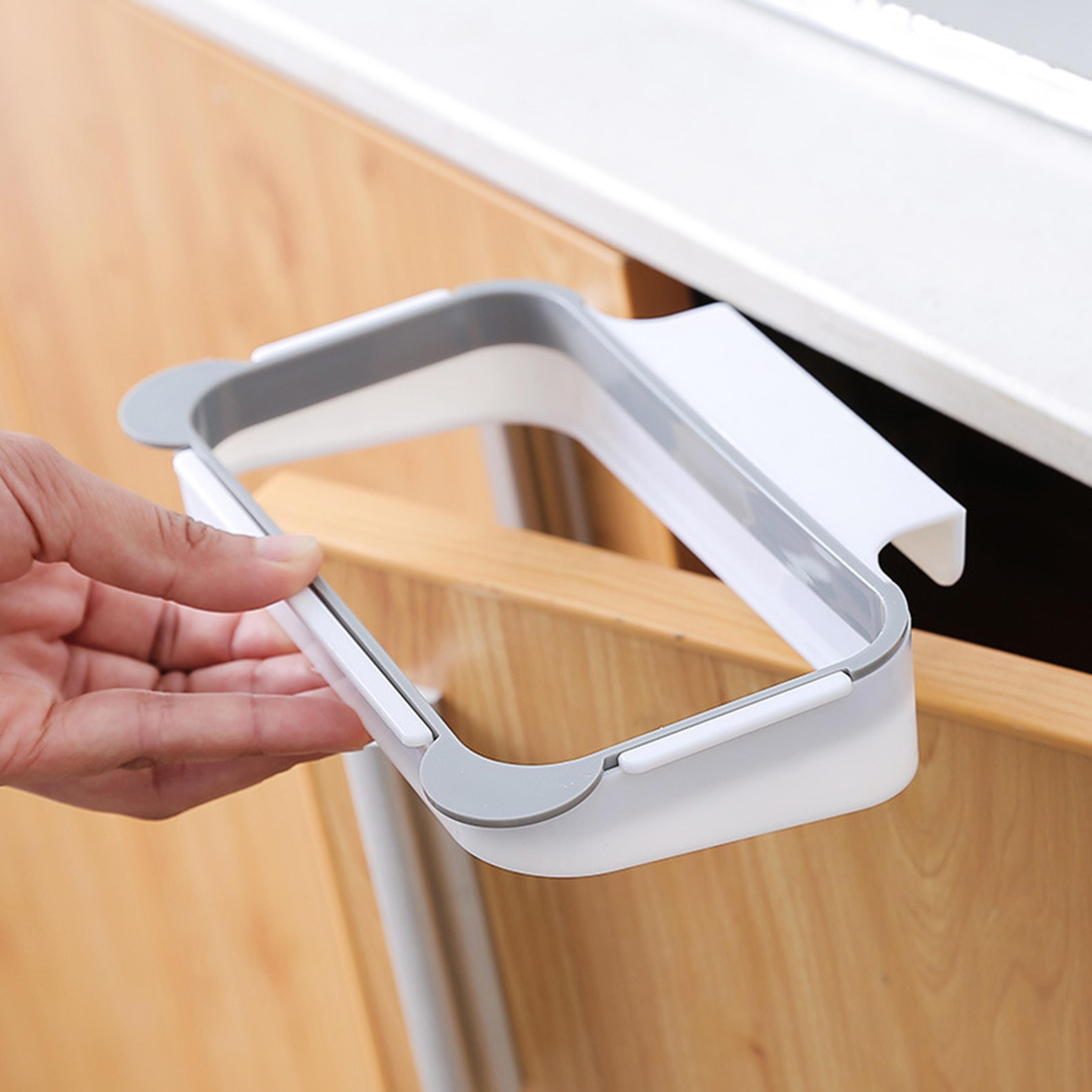 hanging garbage bag holder rack space saving kitchen trash organizer
