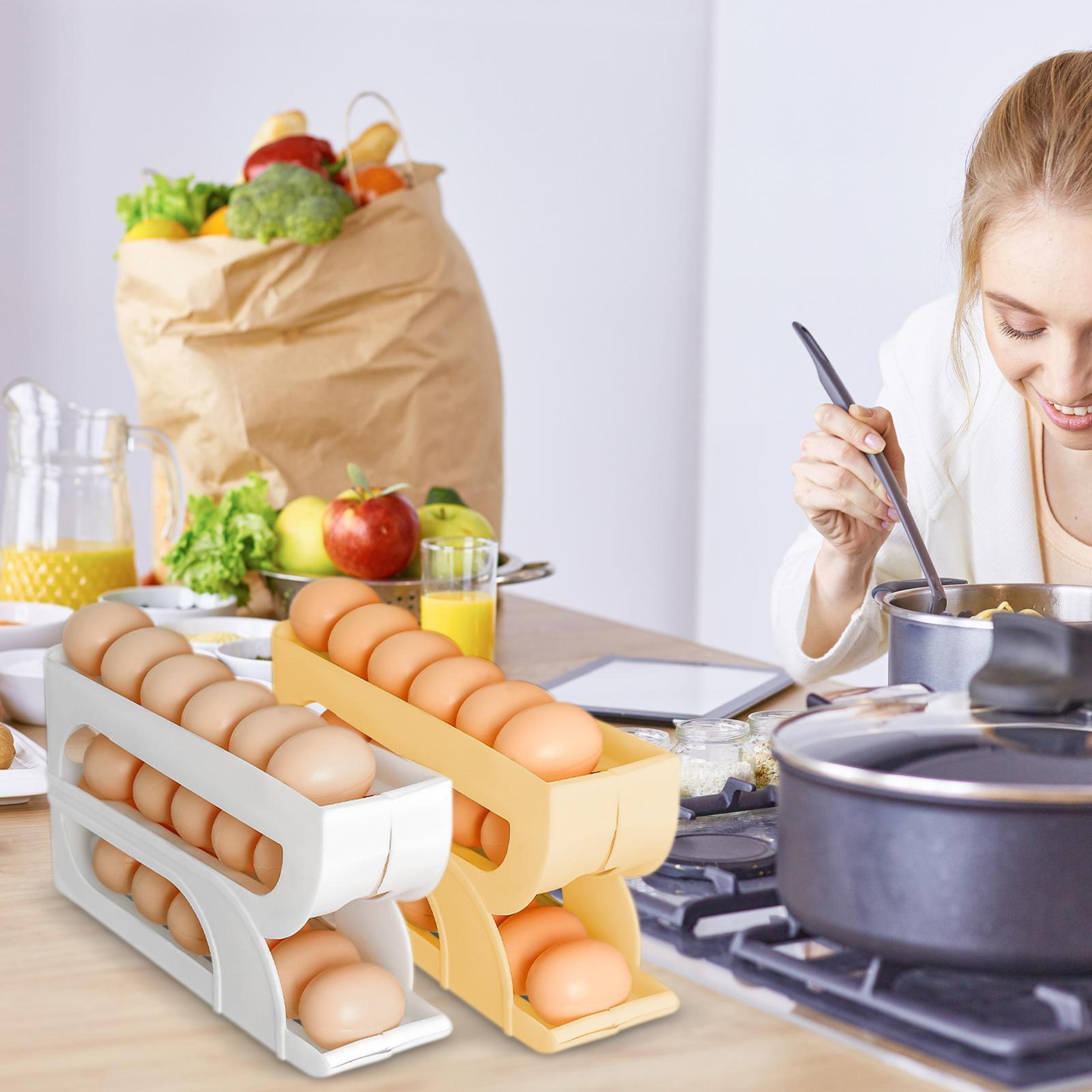 Automatic Egg Roller Egg Organizer Rack Space Saving Kitchen Egg Holder 4