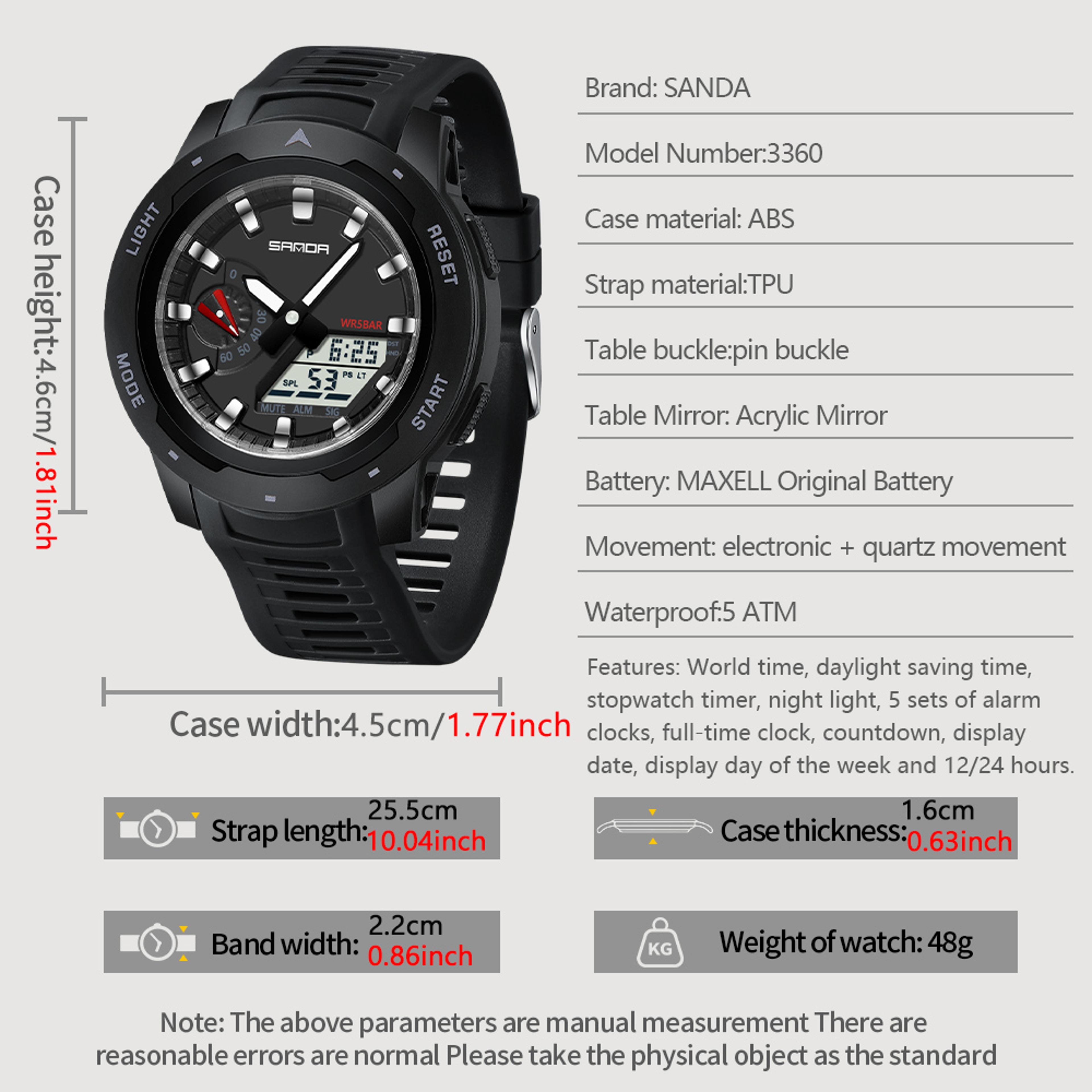 Mens Digital Sport Wristwatch Waterproof Shockproof Chronograph With Luminous Display 3