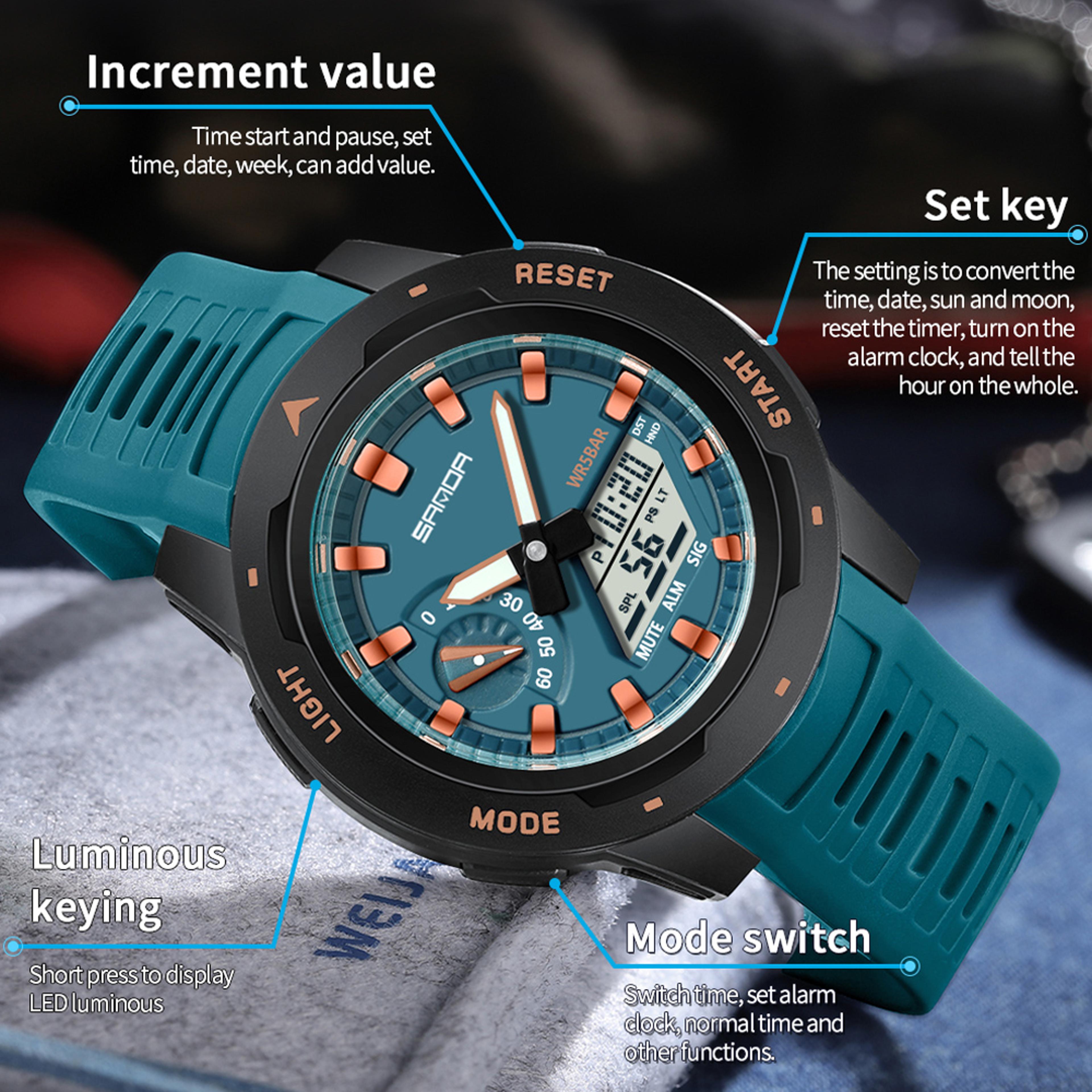 Mens Digital Sport Wristwatch Waterproof Shockproof Chronograph With Luminous Display 2