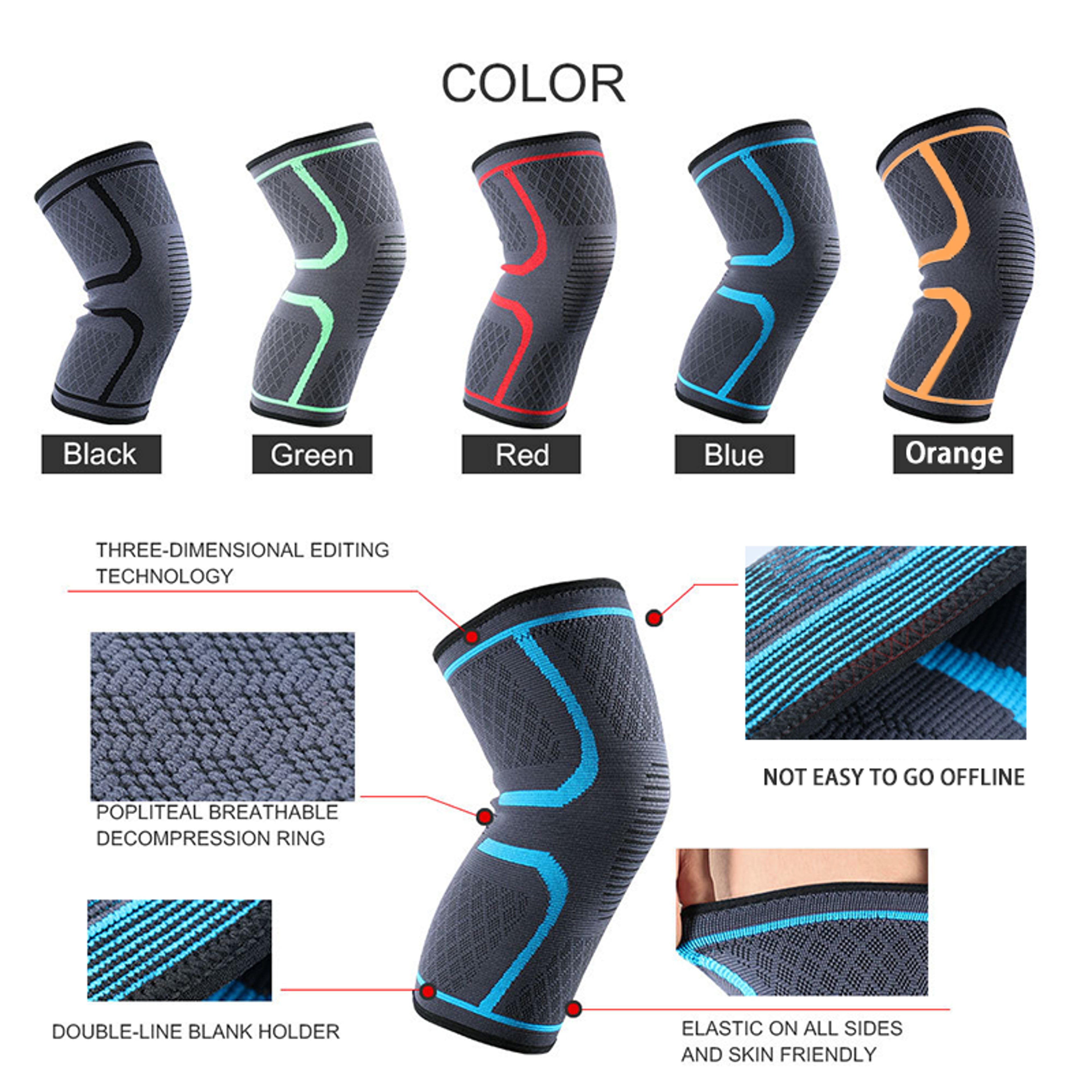 Elastic Compression Knee Support Sleeve For Running Basketball Cycling And Fitness 2