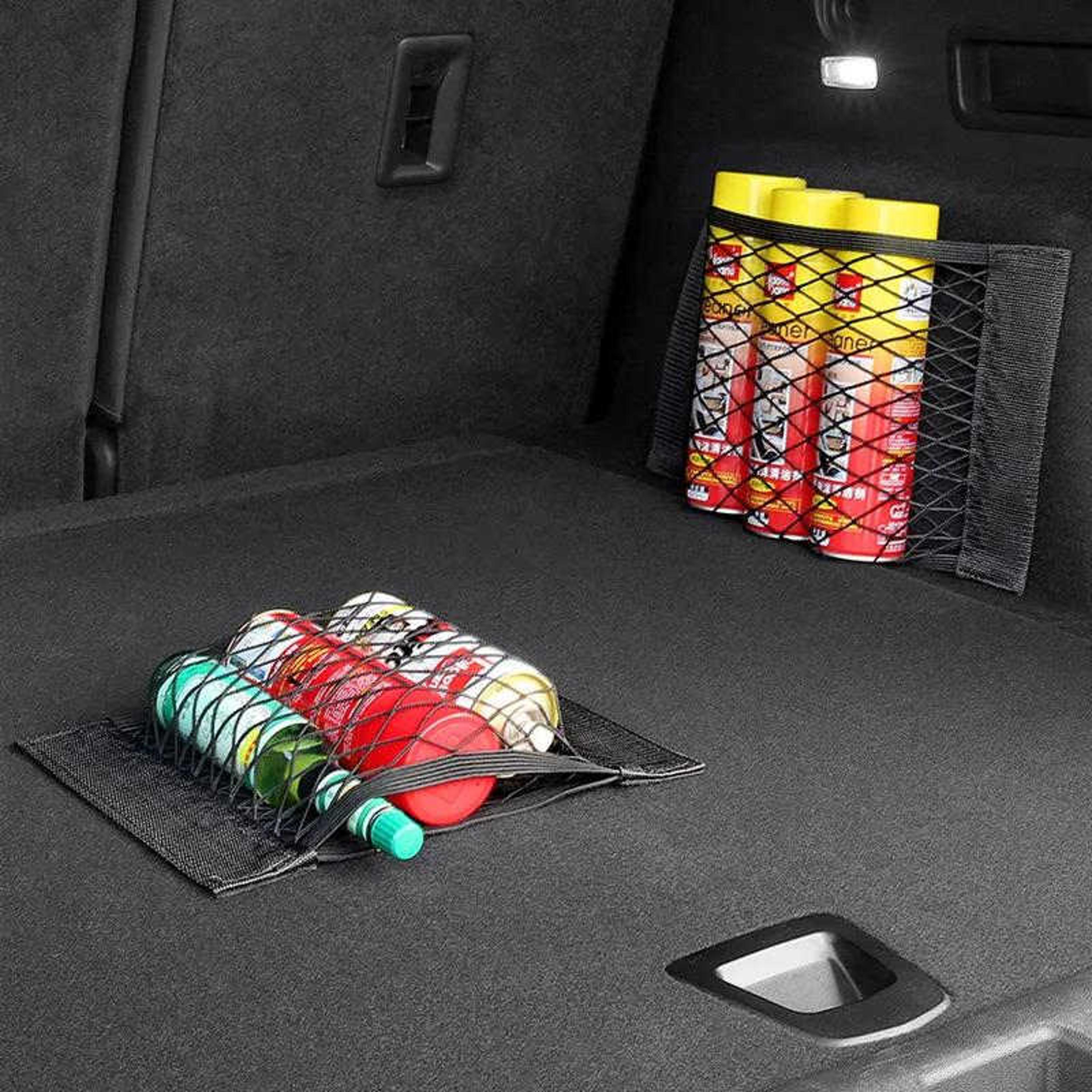 car trunk storage net bag elastic mesh cargo organizer with adhesive installation