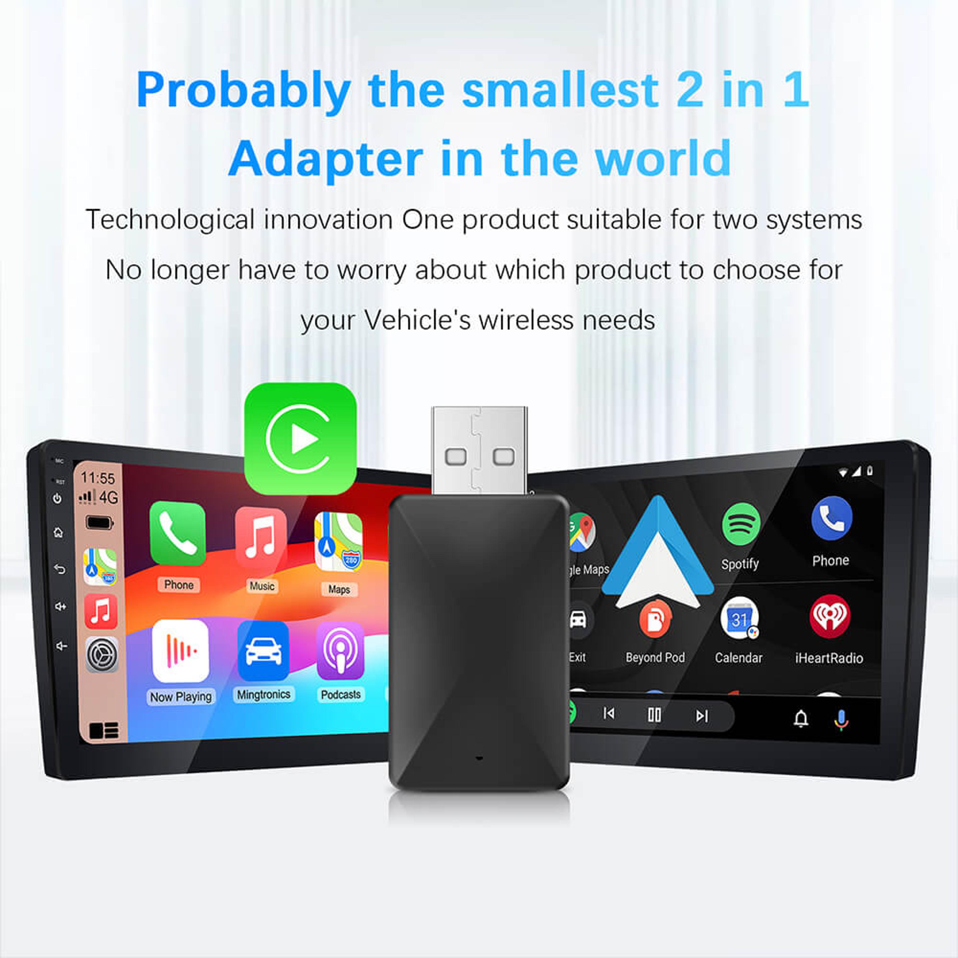 Wireless CarPlay Android Auto Adapter With Plug And Play Auto Connection 1