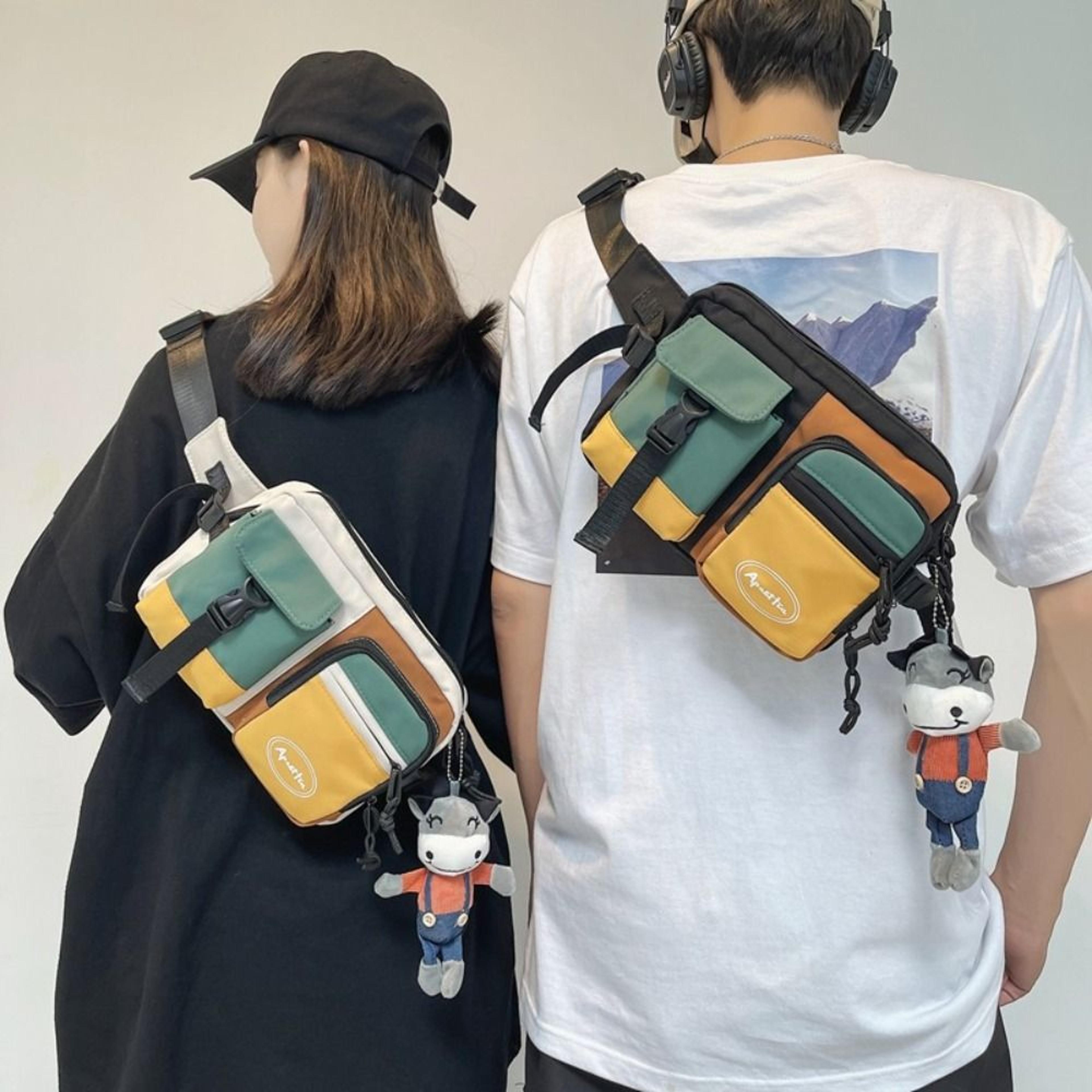 mens nylon chest sling bag large capacity outdoor crossbody shoulder pack