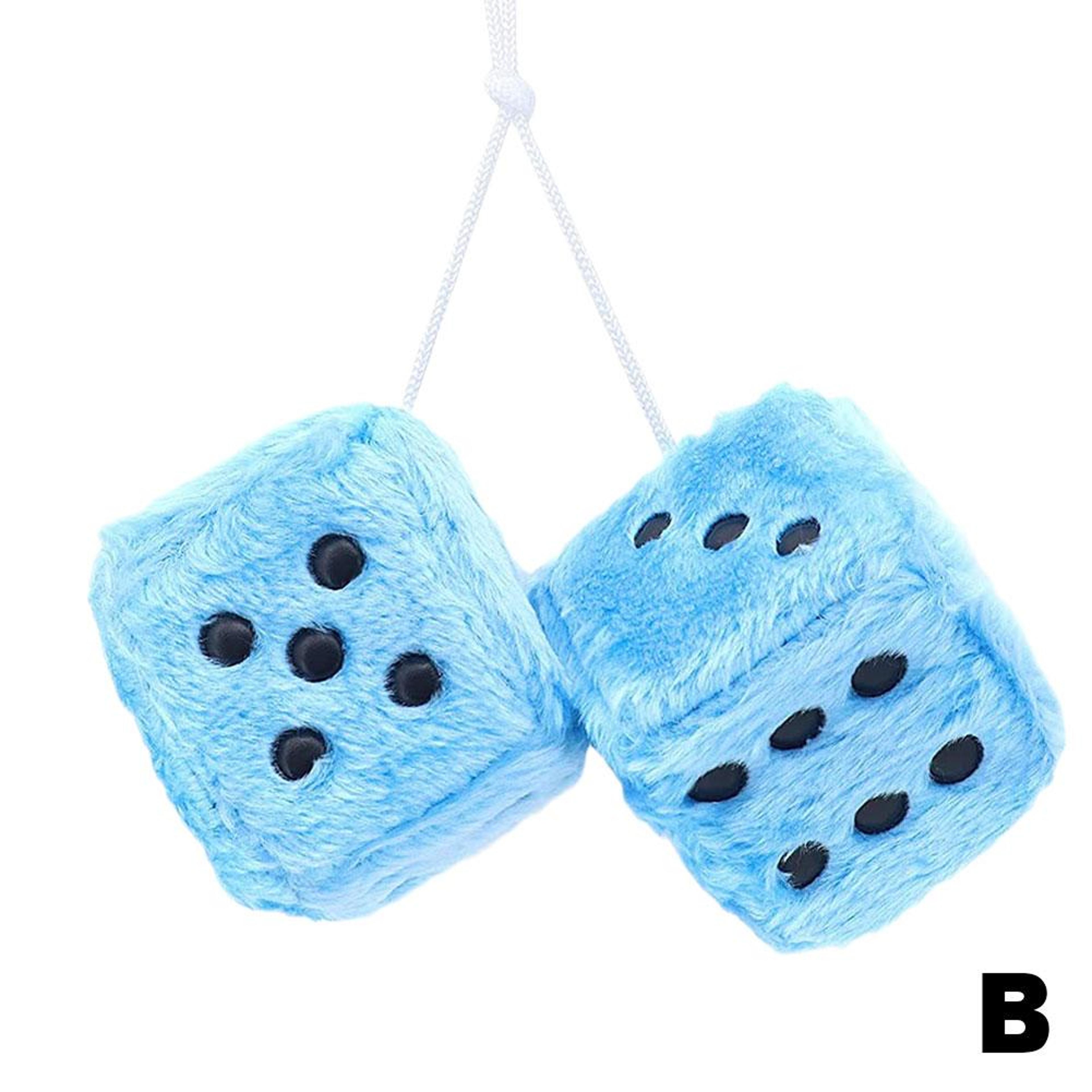 Long Hair Fuzzy Dice Car Ornament Plush Rearview Mirror Decor 7