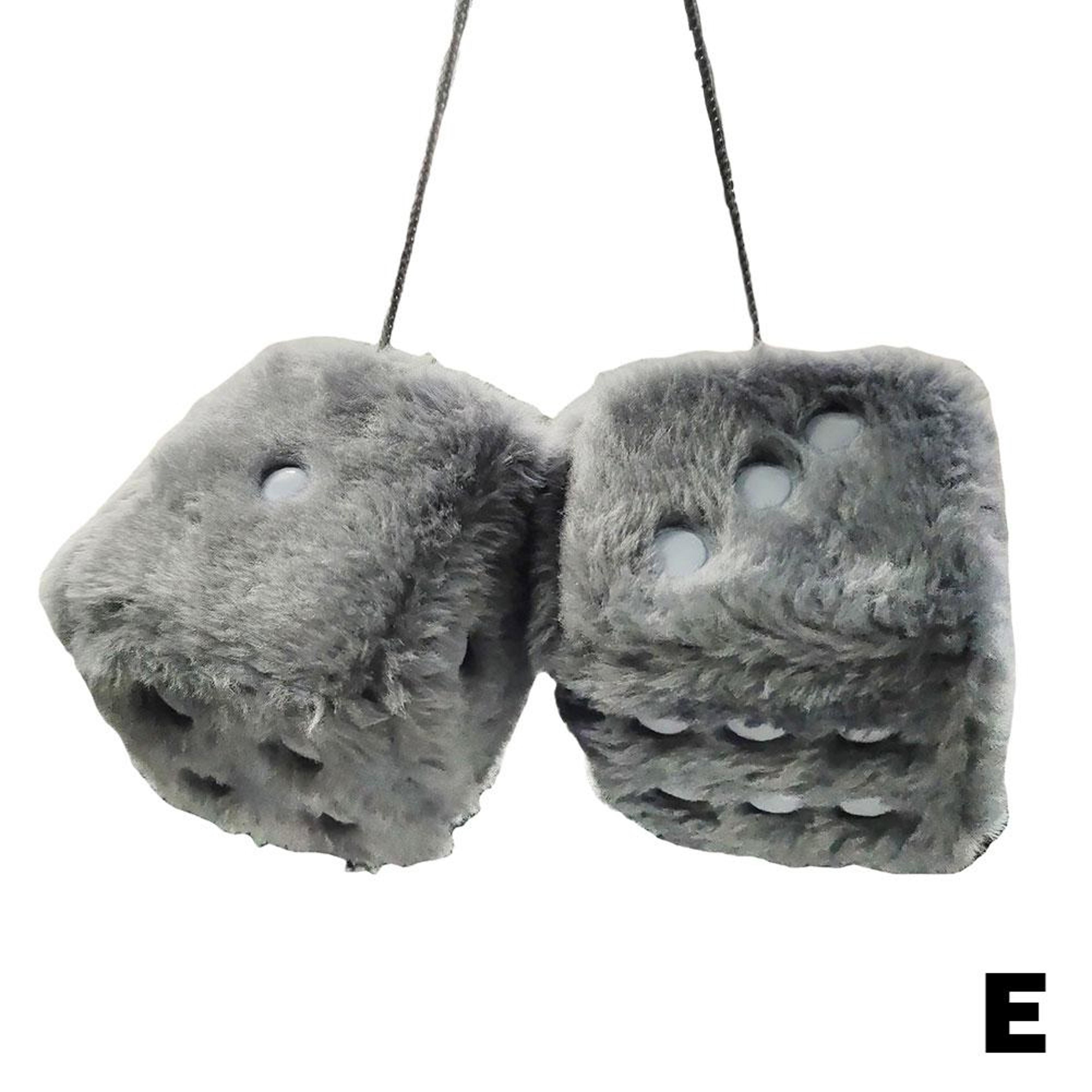 Long Hair Fuzzy Dice Car Ornament Plush Rearview Mirror Decor 9