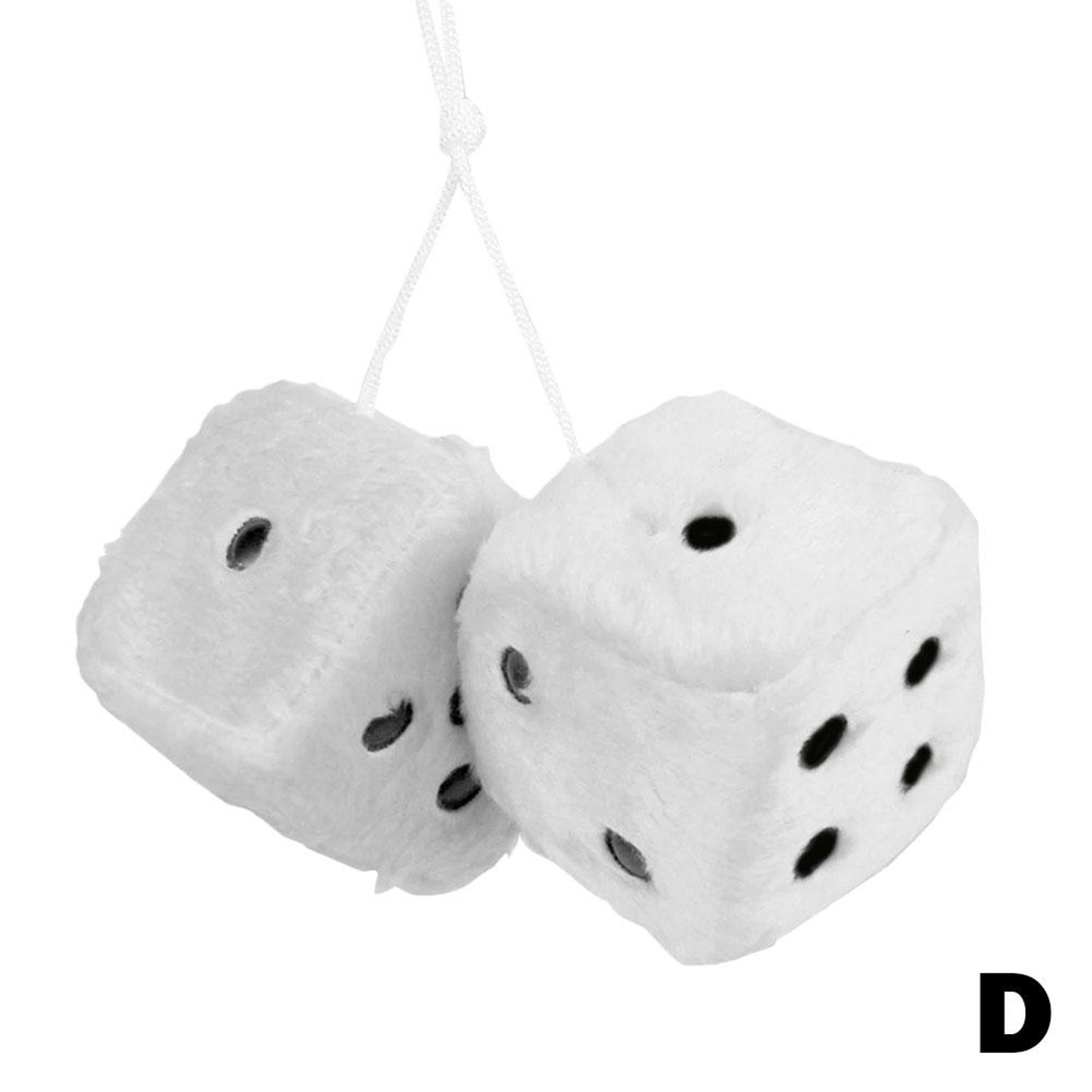 Long Hair Fuzzy Dice Car Ornament Plush Rearview Mirror Decor 8