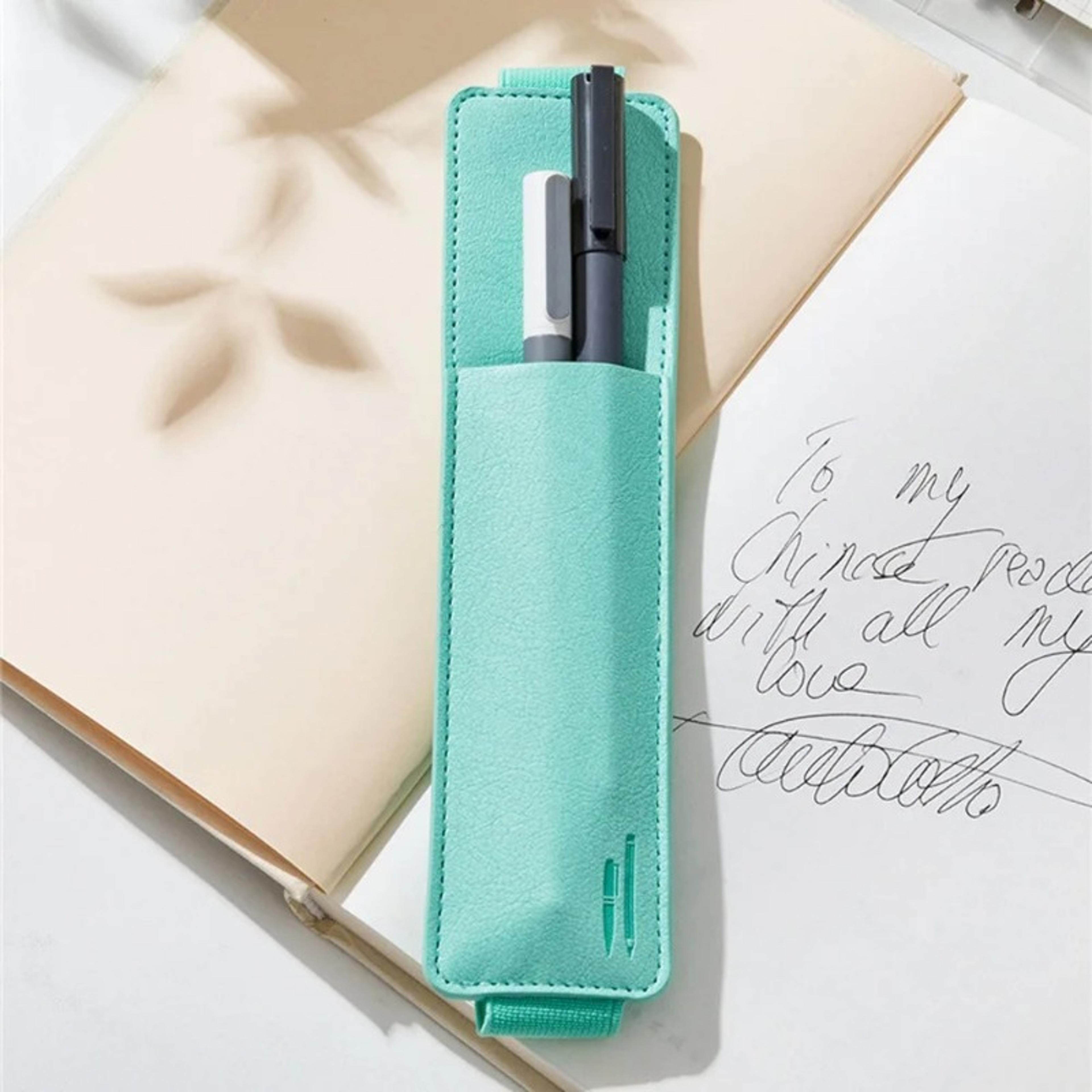 pu leather notebook pen holder elastic strap pencil case for journals and planners