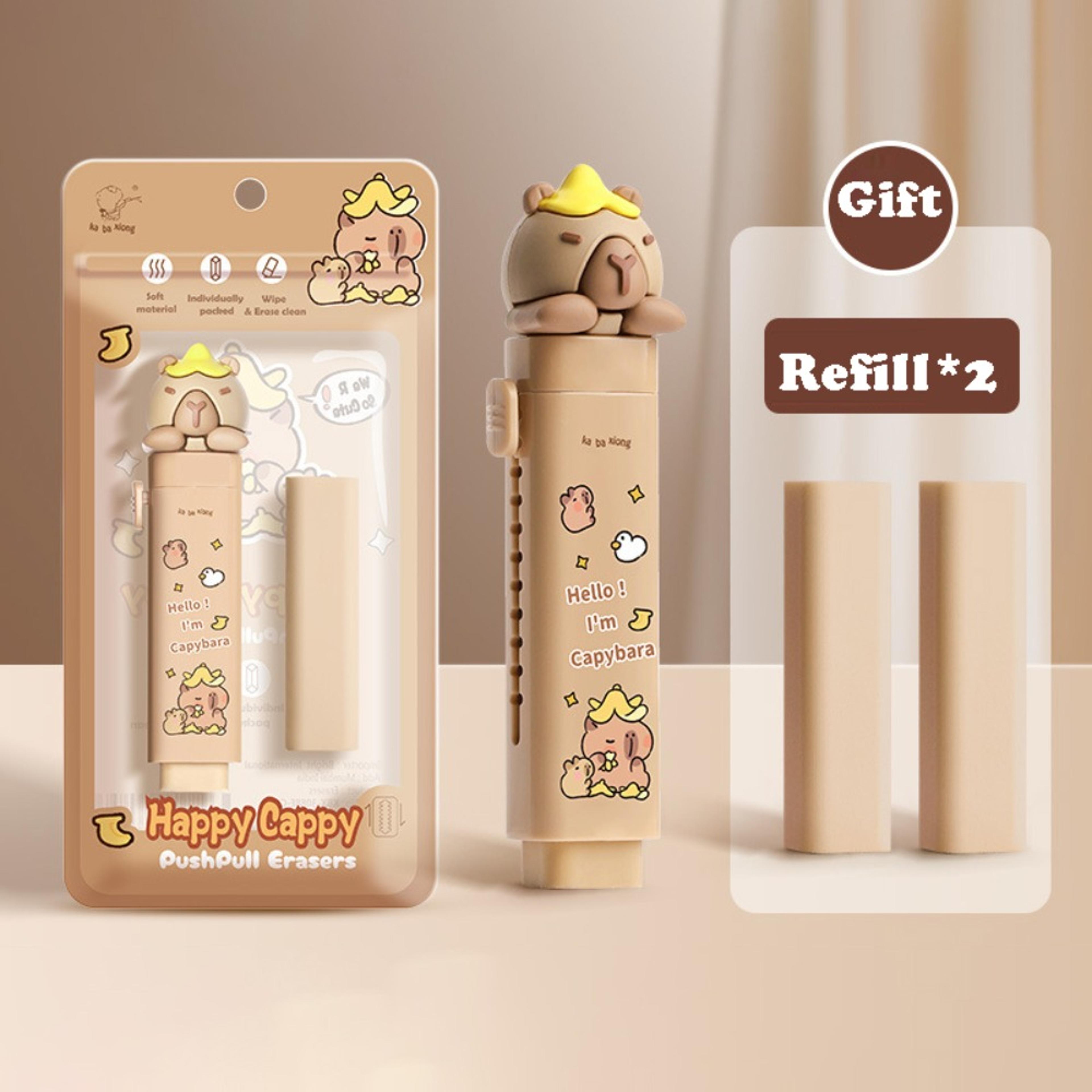 Cute Capybara Push Pull Retractable Eraser With Replaceable Core 7