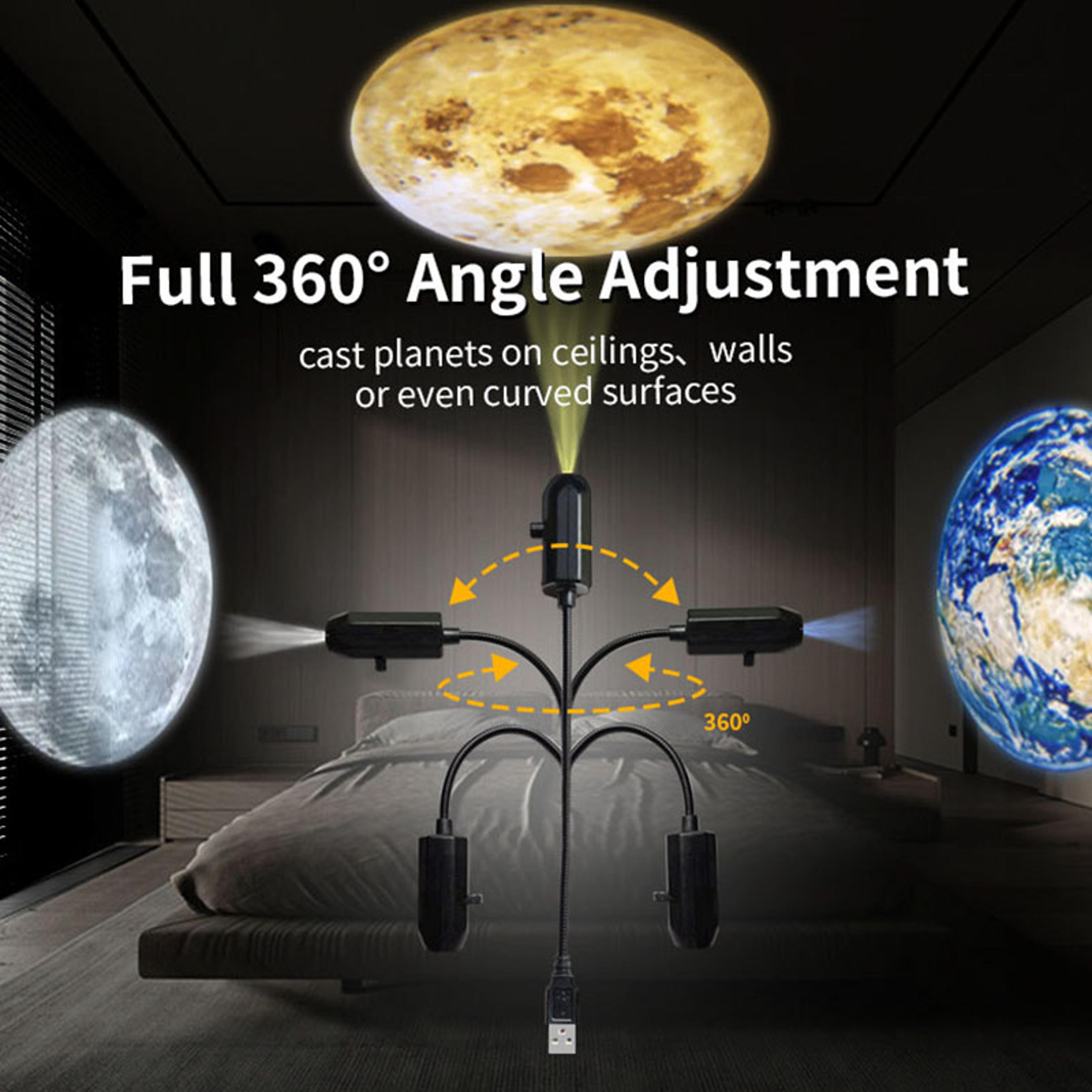 USB Galaxy Projector Lamp With Moon Earth And Star Patterns For Bedroom Night Lighting 4