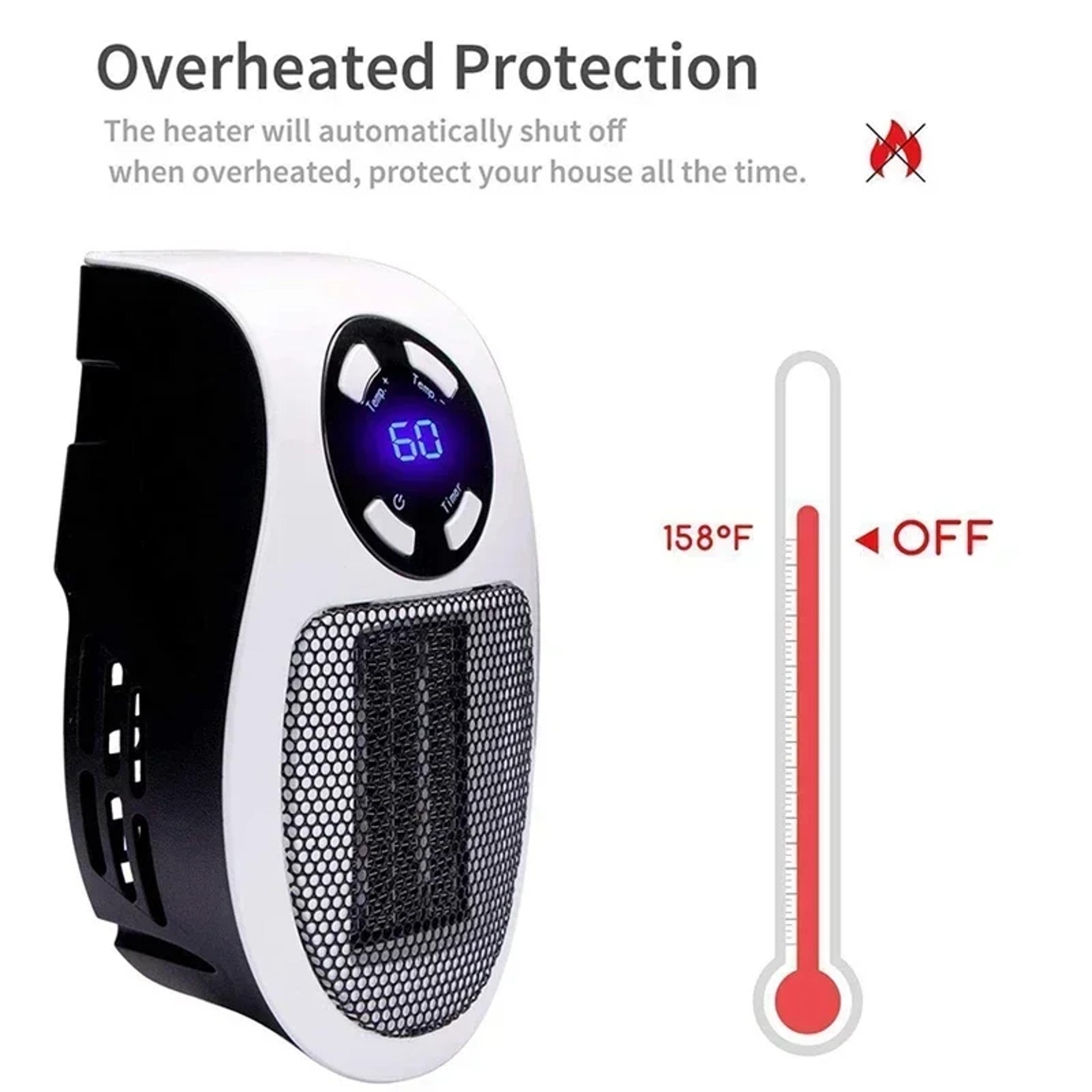 Portable Electric Heater Plug In Wall Heater With Adjustable Temperature And Timer 4
