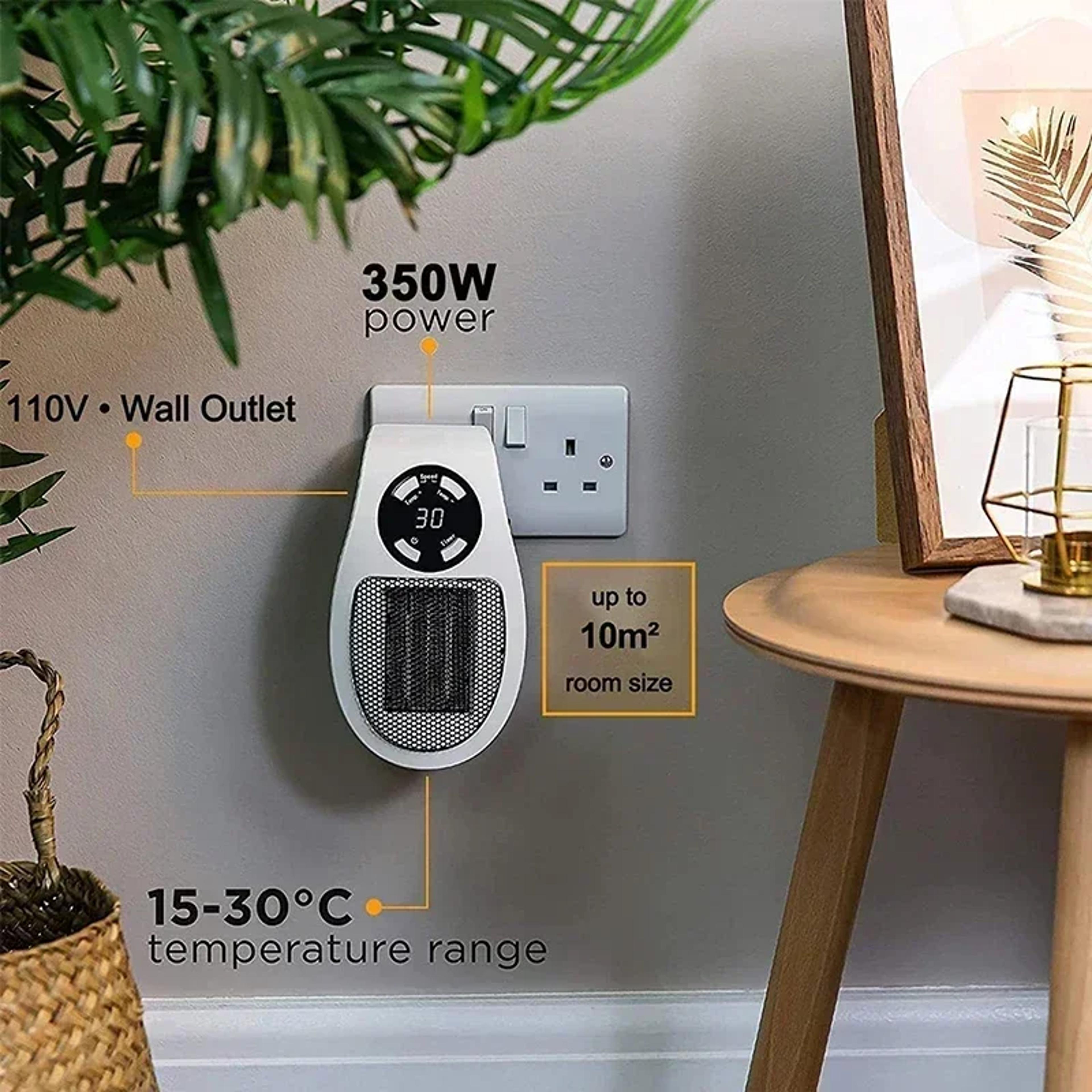Portable Electric Heater Plug In Wall Heater With Adjustable Temperature And Timer 5